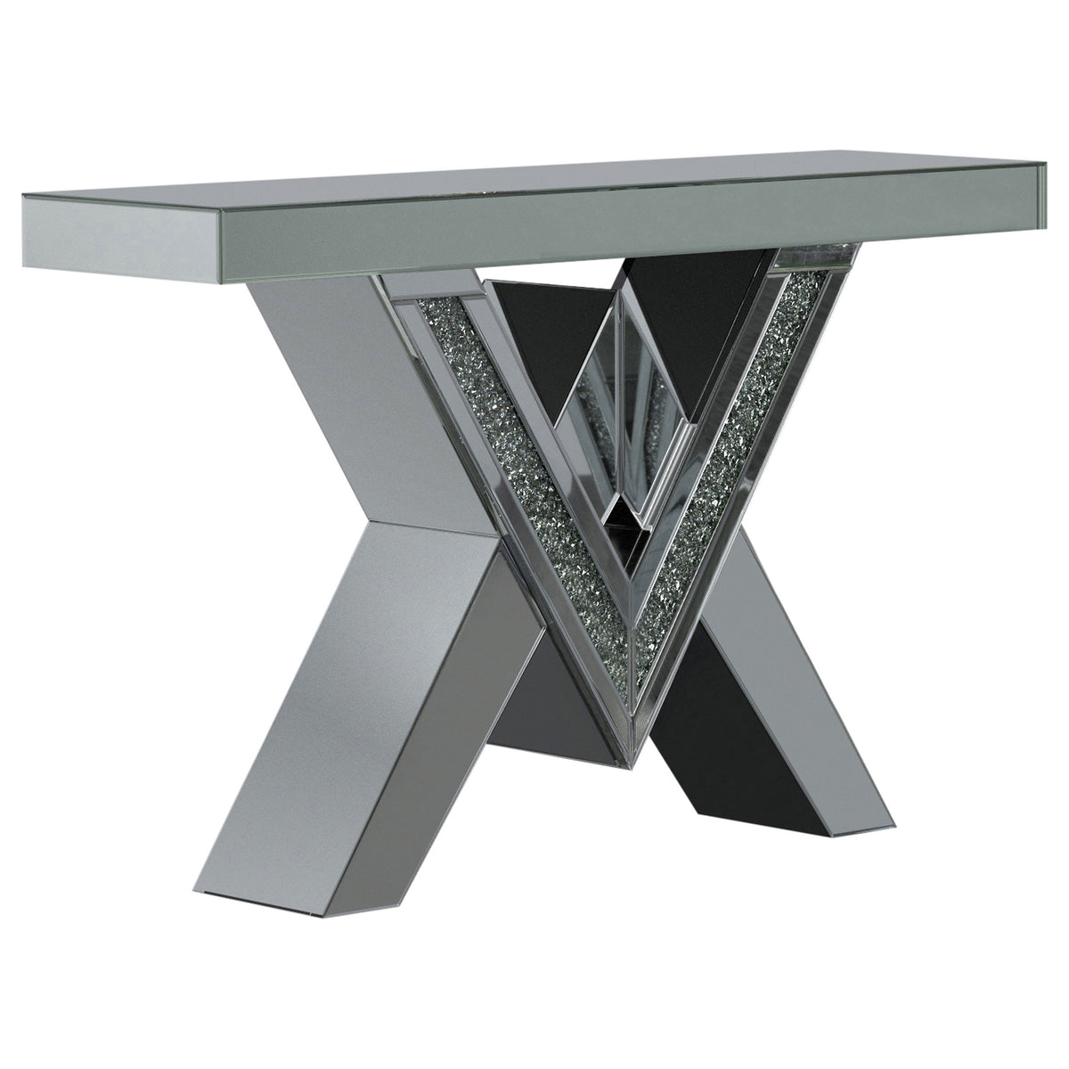 Coaster Taffeta V-shaped Sofa Table with Glass Top Silver Default Title