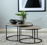 Coaster Lainey Round 2-piece Nesting Coffee Table Grey and Gunmetal Default Title