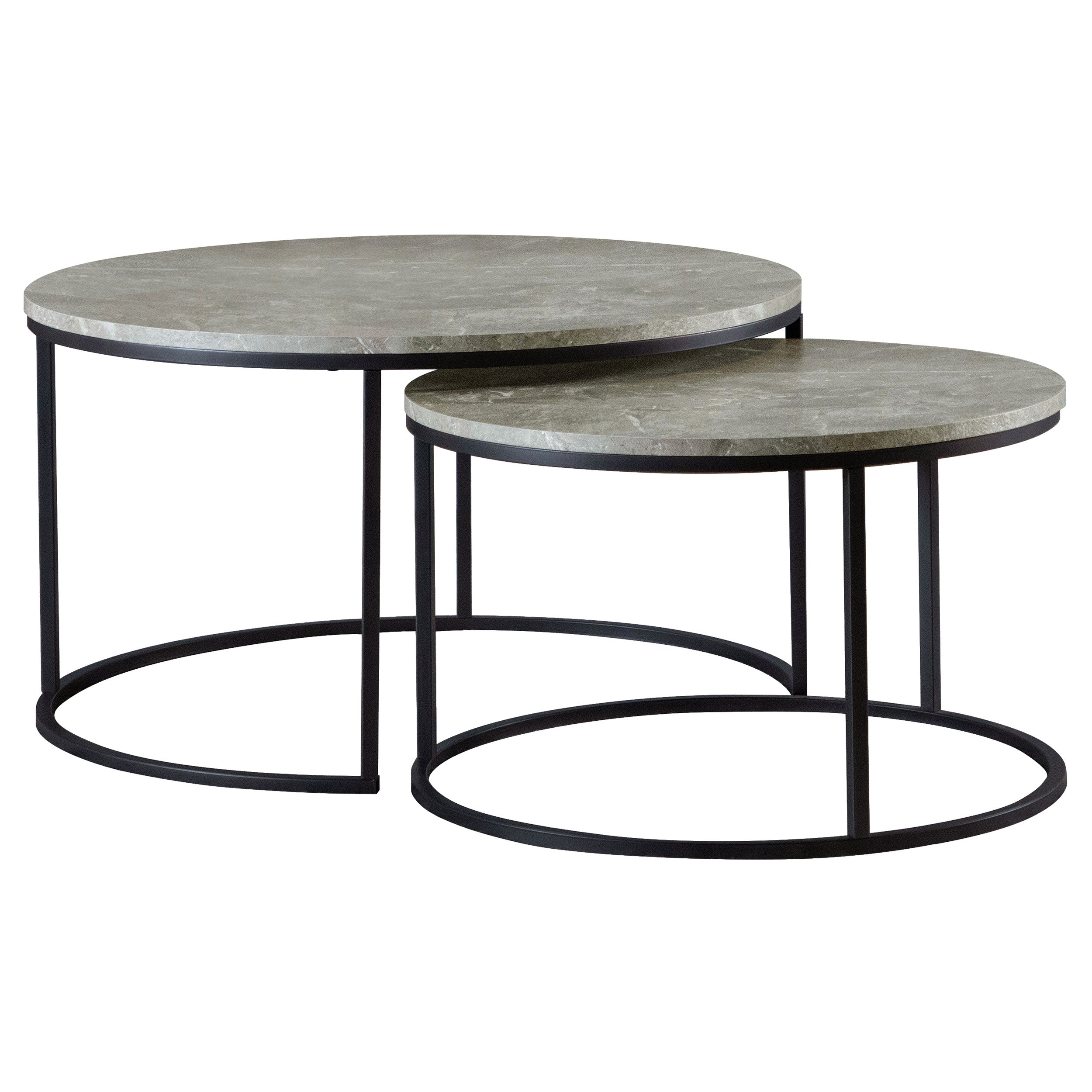 Coaster Lainey Round 2-piece Nesting Coffee Table Grey and Gunmetal Default Title