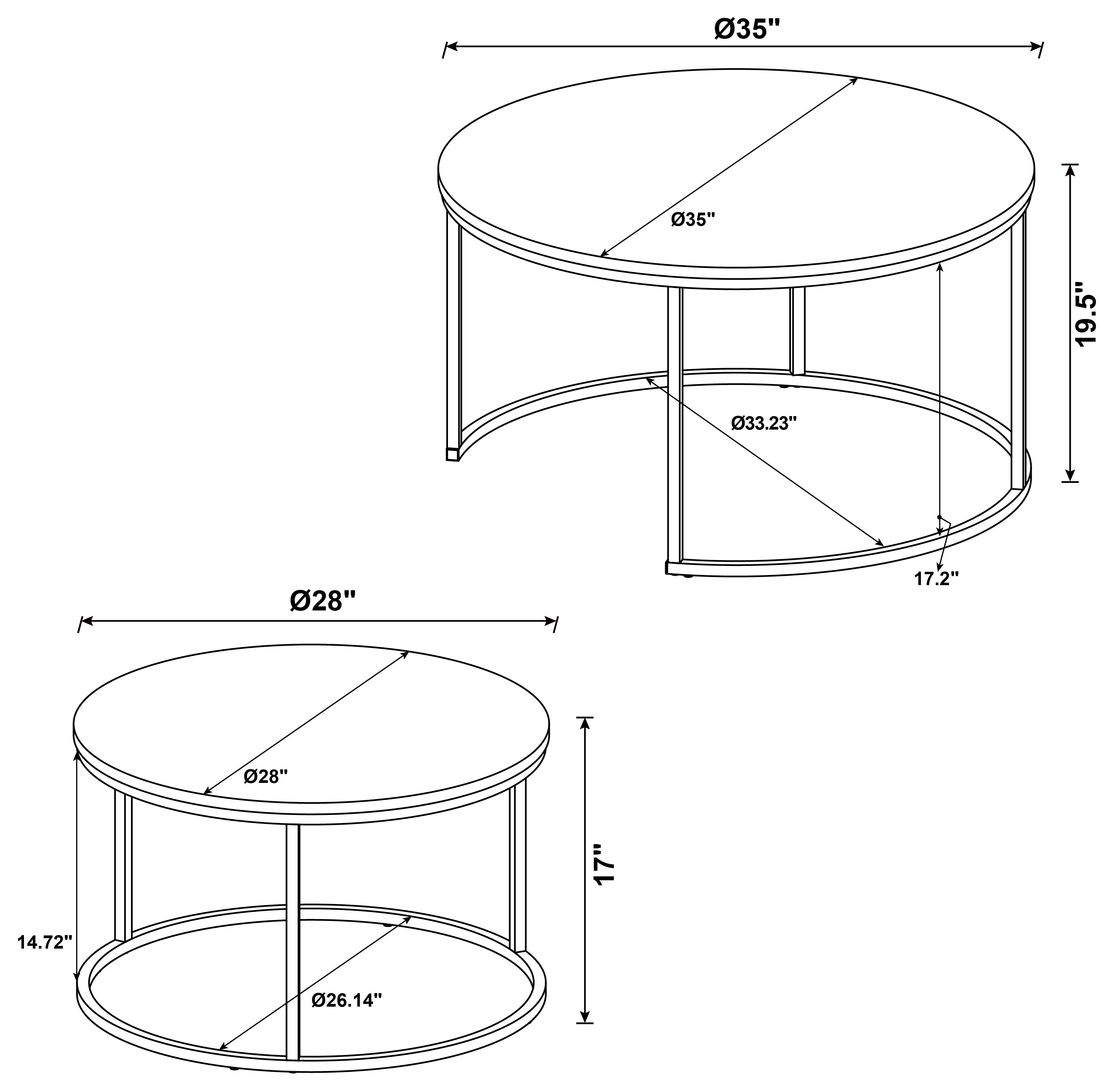 Coaster Lainey Round 2-piece Nesting Coffee Table Grey and Gunmetal Default Title