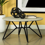 Coaster Hadi Round Coffee Table with Hairpin Legs Cement and Gunmetal Default Title