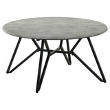 Coaster Hadi Round Coffee Table with Hairpin Legs Cement and Gunmetal Default Title