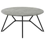 Coaster Hadi Round Coffee Table with Hairpin Legs Cement and Gunmetal Default Title