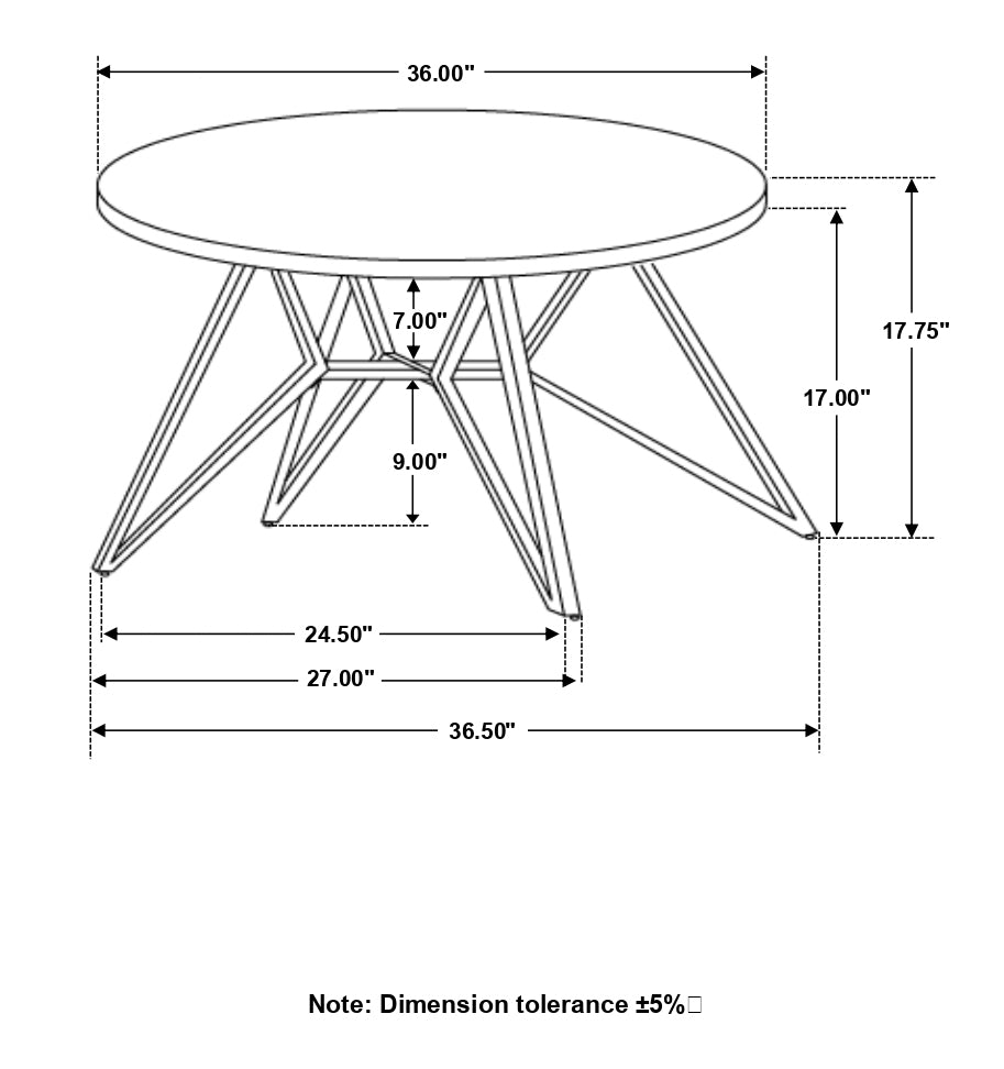 Coaster Hadi Round Coffee Table with Hairpin Legs Cement and Gunmetal Default Title