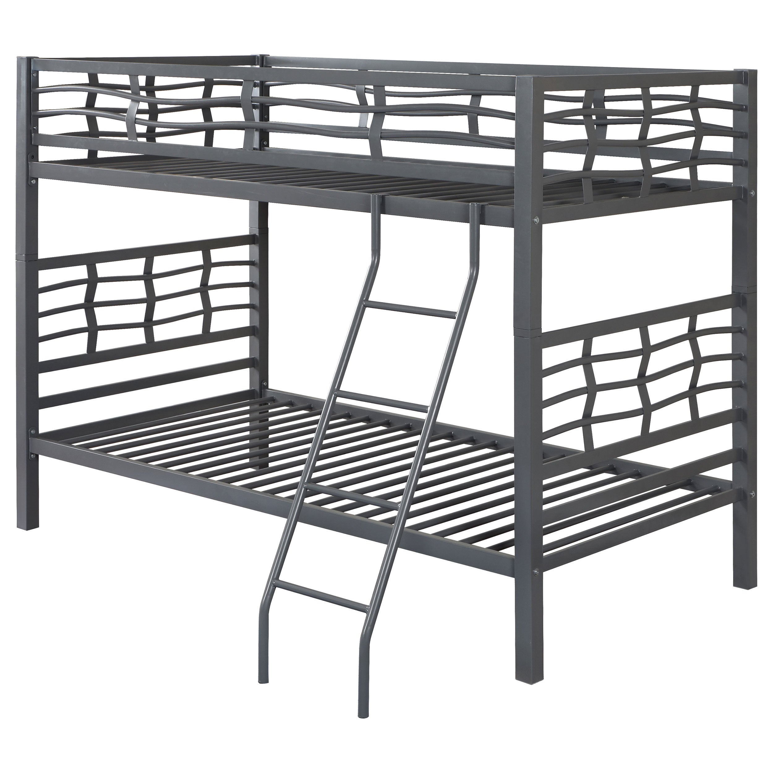 Coaster Fairfax Twin Over Twin Bunk Bed with Ladder Light Gunmetal Default Title