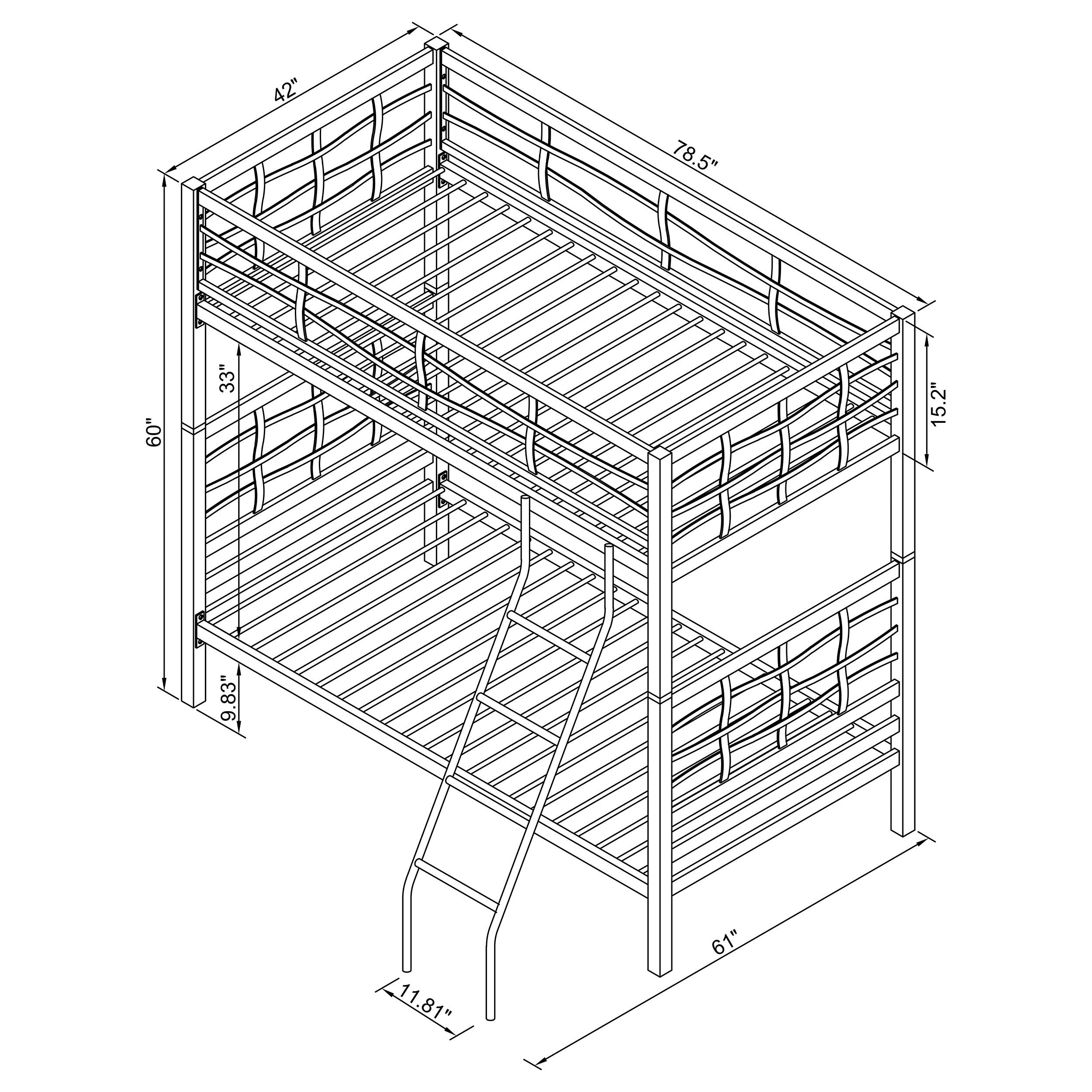 Coaster Fairfax Twin Over Twin Bunk Bed with Ladder Light Gunmetal Default Title