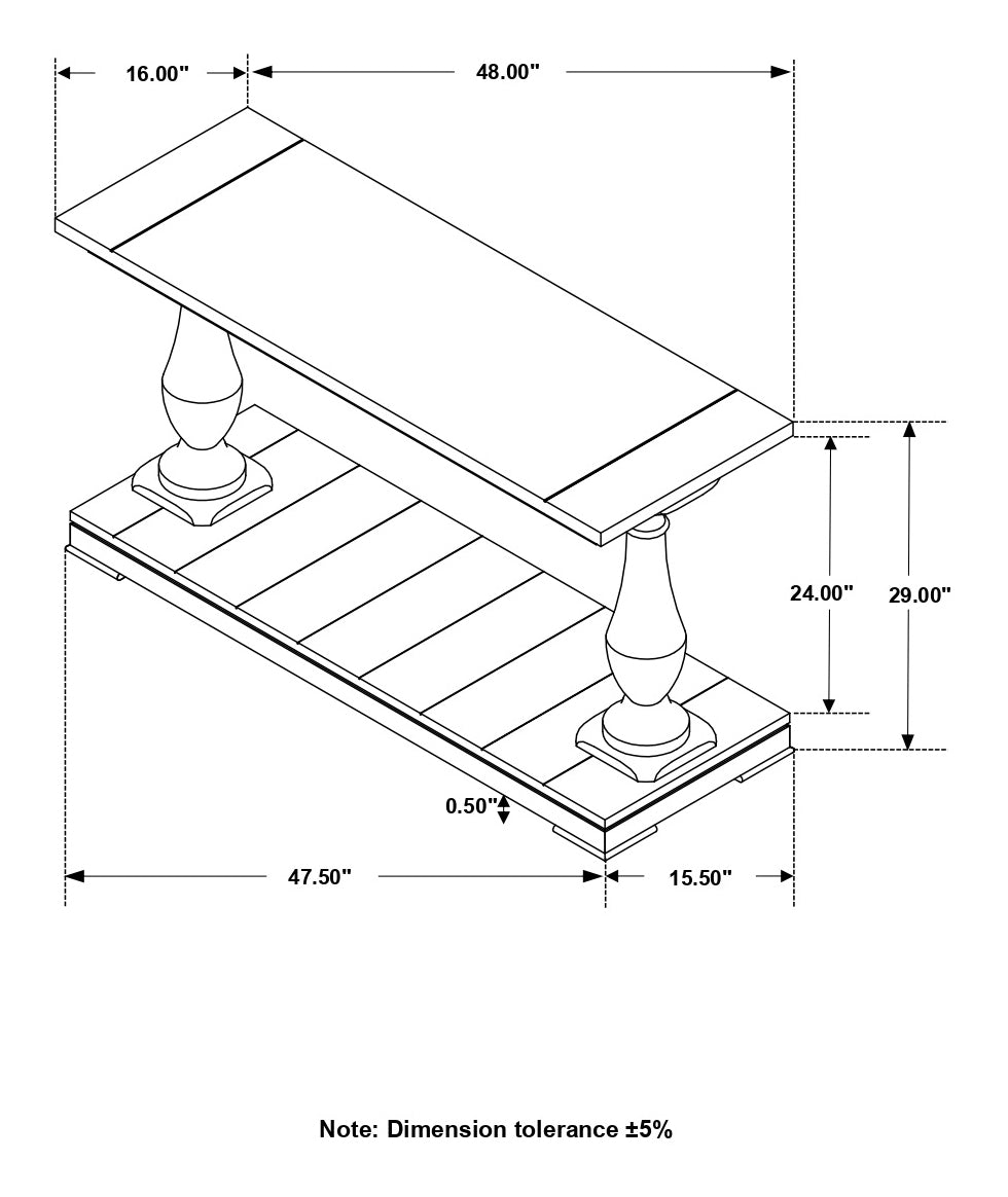 Coaster Walden Rectangular Sofa Table with Turned Legs and Floor Shelf Coffee Default Title