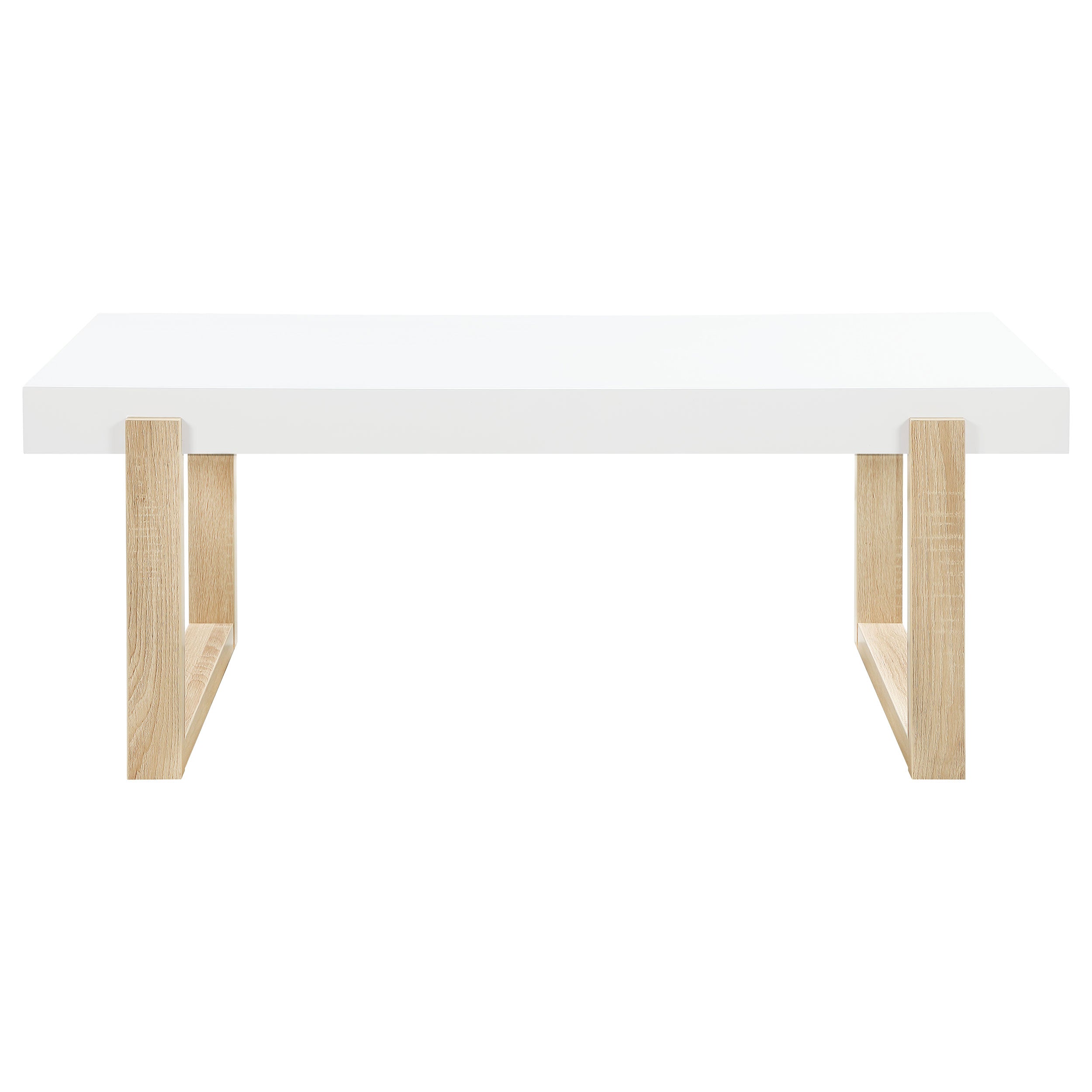 Coaster Pala Rectangular Coffee Table with Sled Base White High Gloss and Natural Default Title