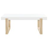 Coaster Pala Rectangular Coffee Table with Sled Base White High Gloss and Natural Default Title