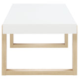 Coaster Pala Rectangular Coffee Table with Sled Base White High Gloss and Natural Default Title