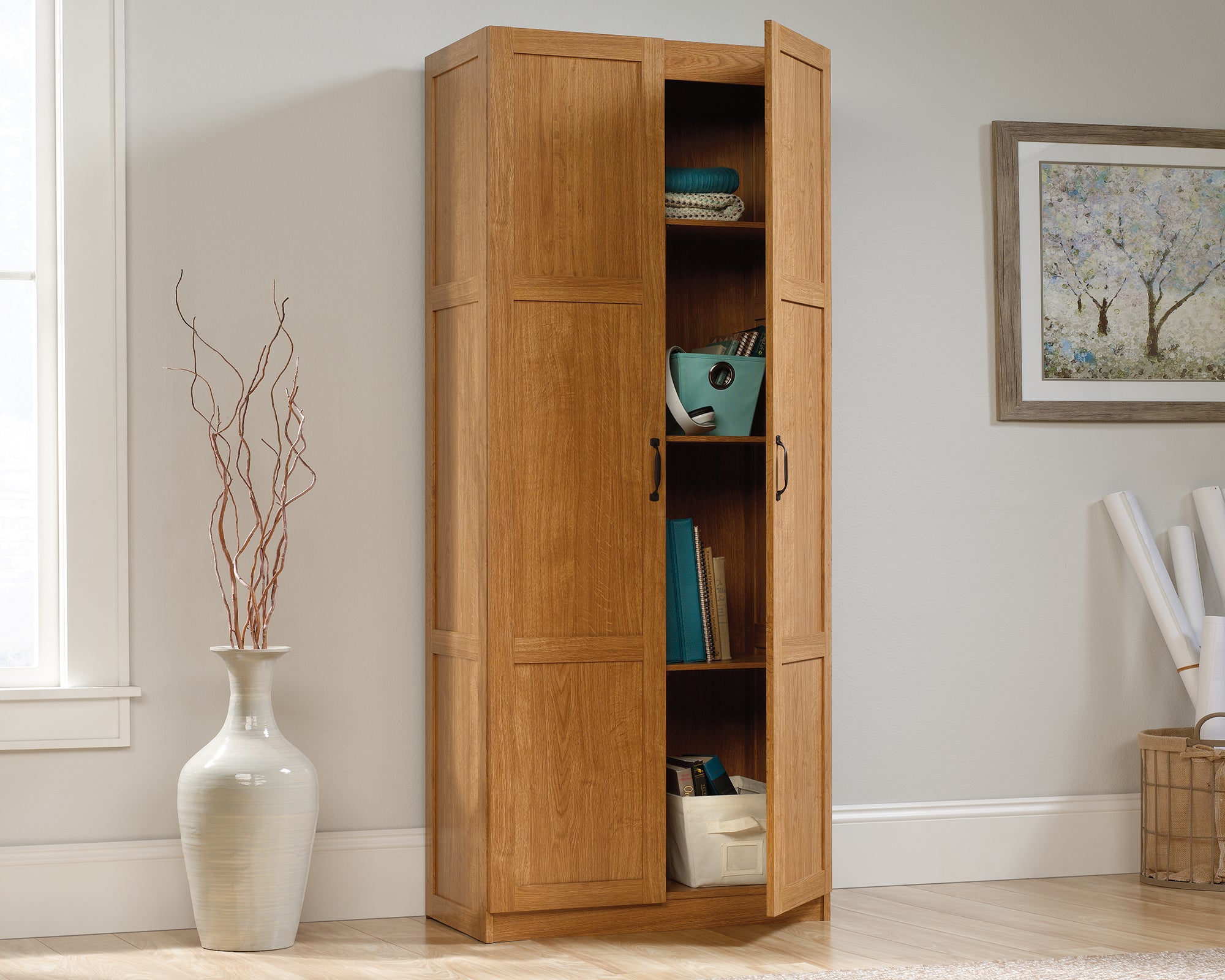 Sauder Select Storage Cabinet Highland Oak