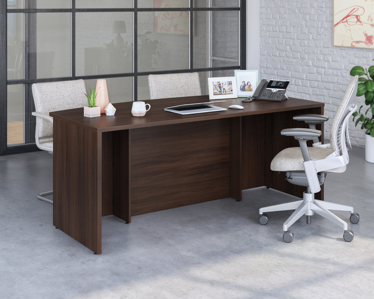 Affirm 72" Bowfront Executive Office Desk in Noble Elm