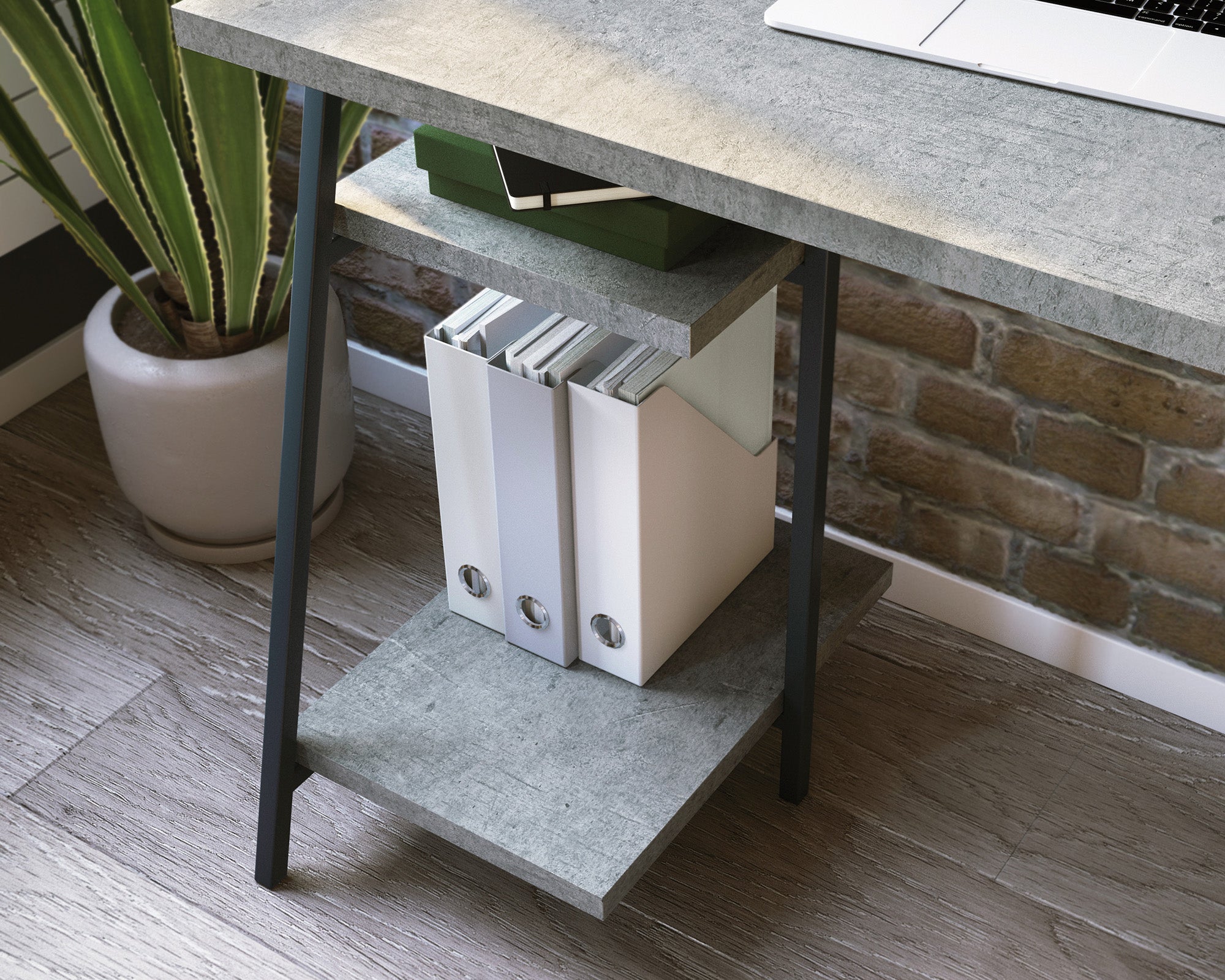 North Avenue  Computer Desk with Hutch in Faux Concrete