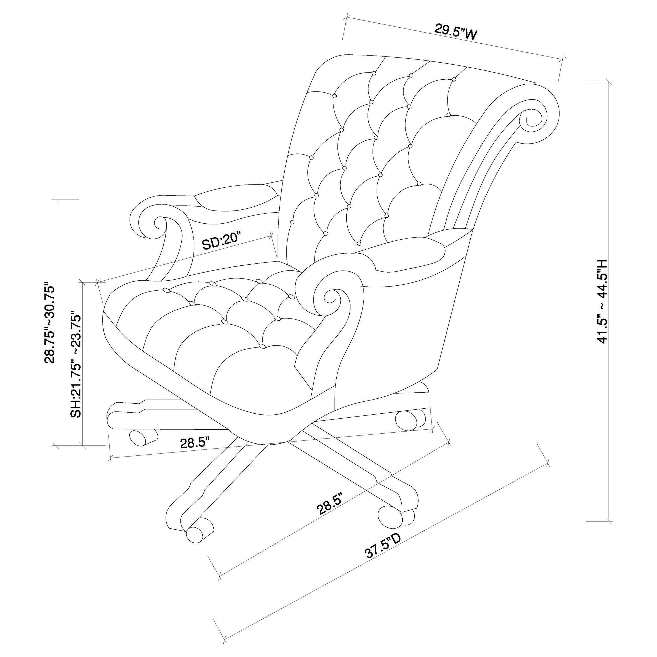 Coaster Calloway Tufted Adjustable Height Office Chair Dark Brown Default Title