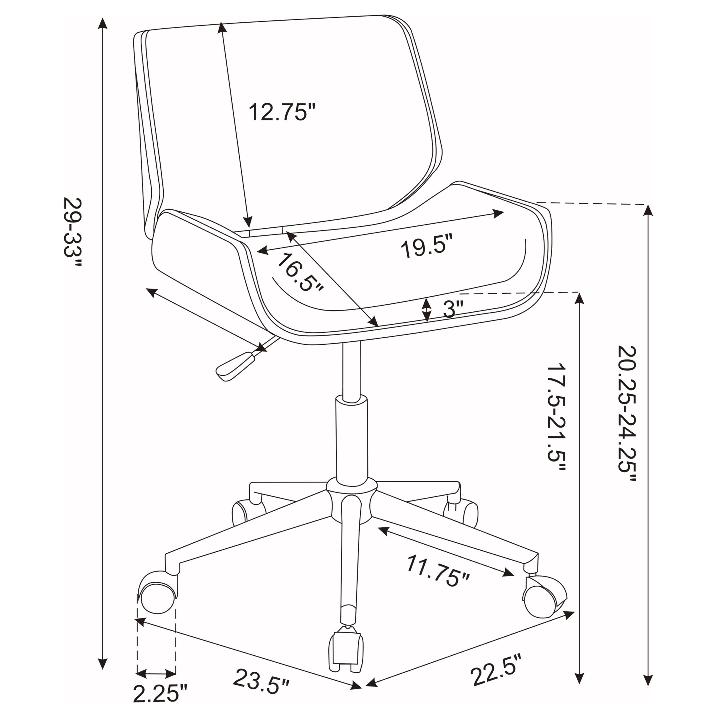 Coaster Addington Adjustable Height Office Chair Black and Chrome Default Title