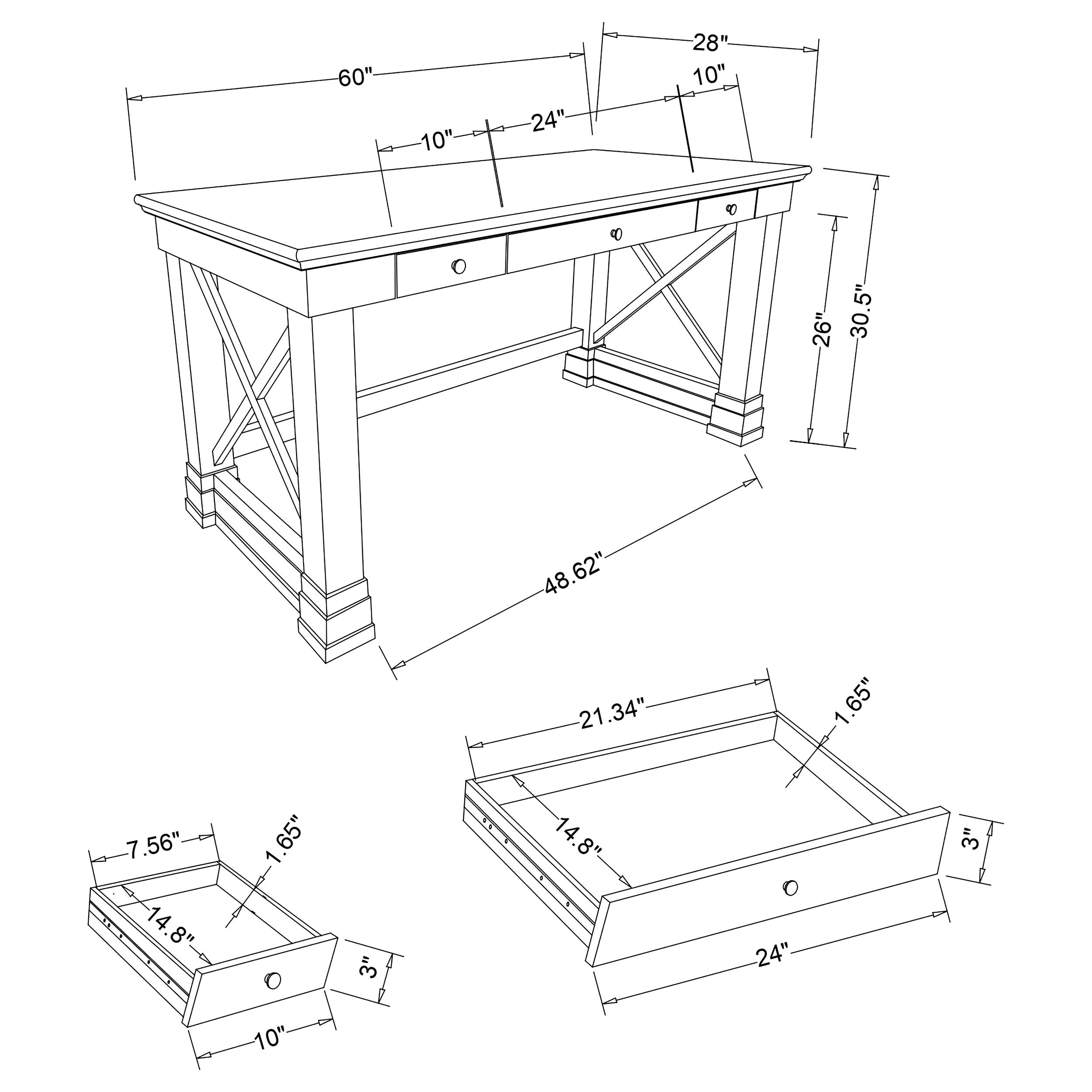 Coaster Johansson 3-drawer Writing Desk Antique White Default Title