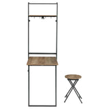 Coaster Riley Foldable Wall Desk with Stool Rustic Oak and Sandy Black Default Title