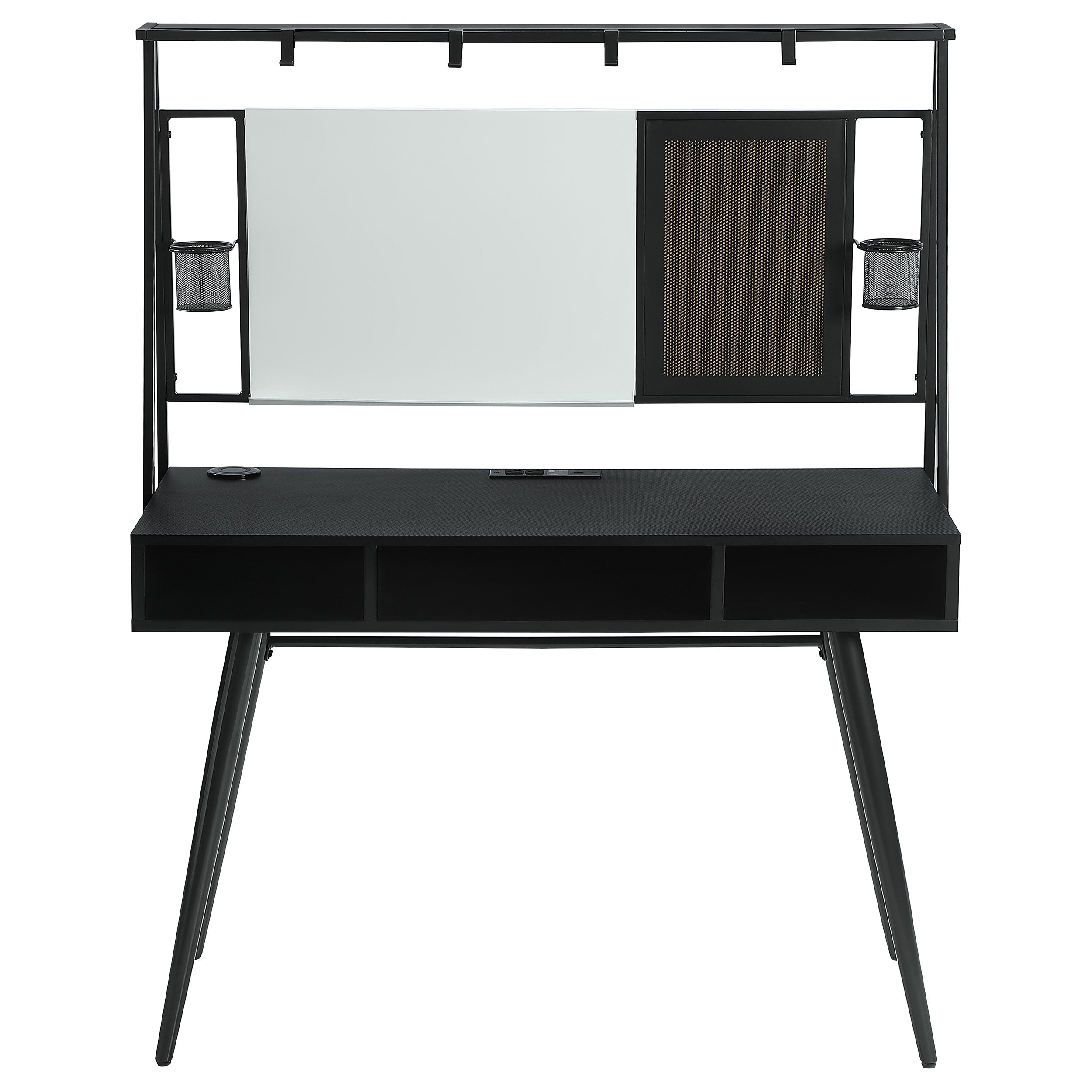 Coaster Jessie Writing Desk with USB Ports Black and Gunmetal Default Title