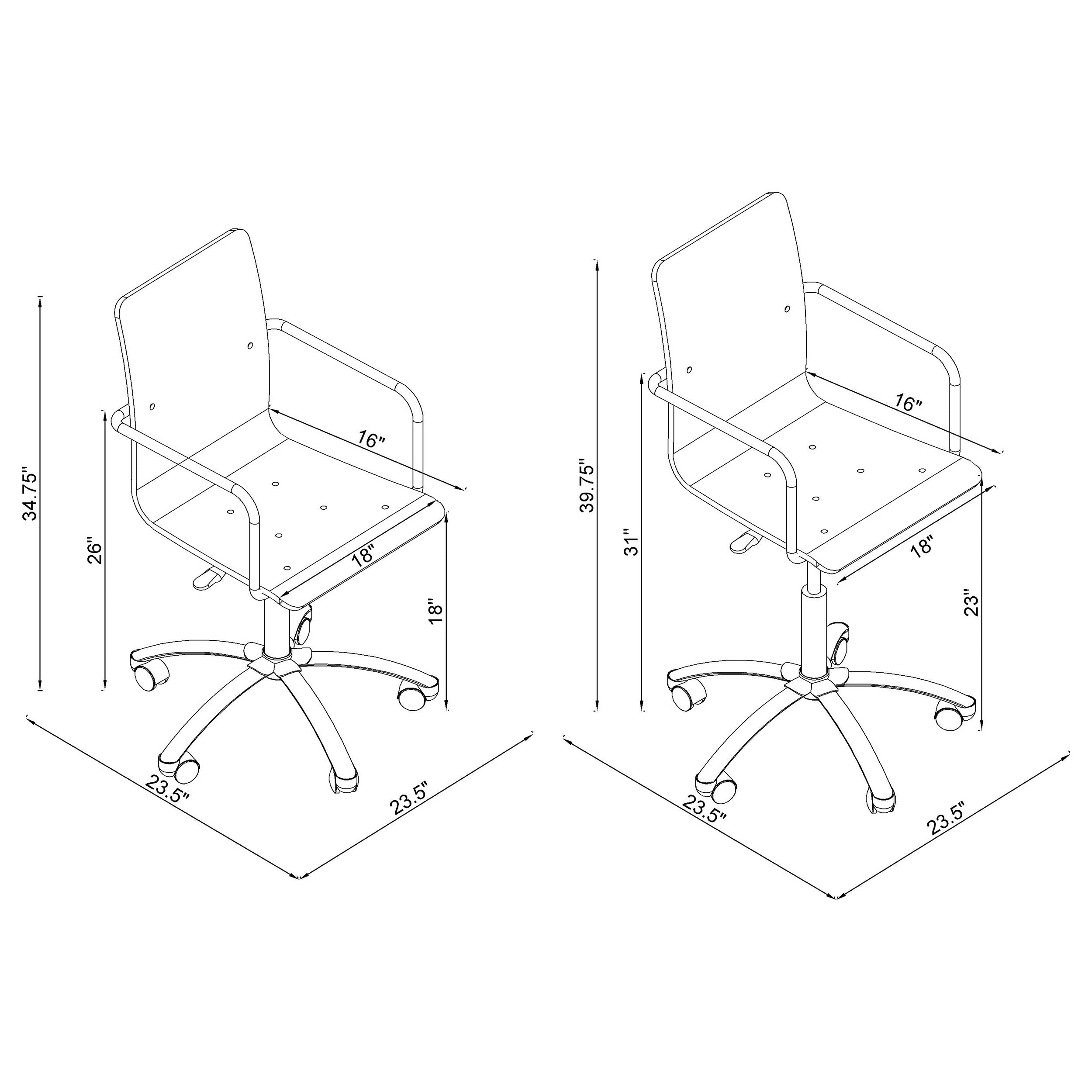 Coaster Amaturo Office Chair with Casters Clear and Chrome Default Title