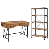 Coaster Analiese 2-piece 3-drawer Writing Desk Set Antique Nutmeg and Black Default Title