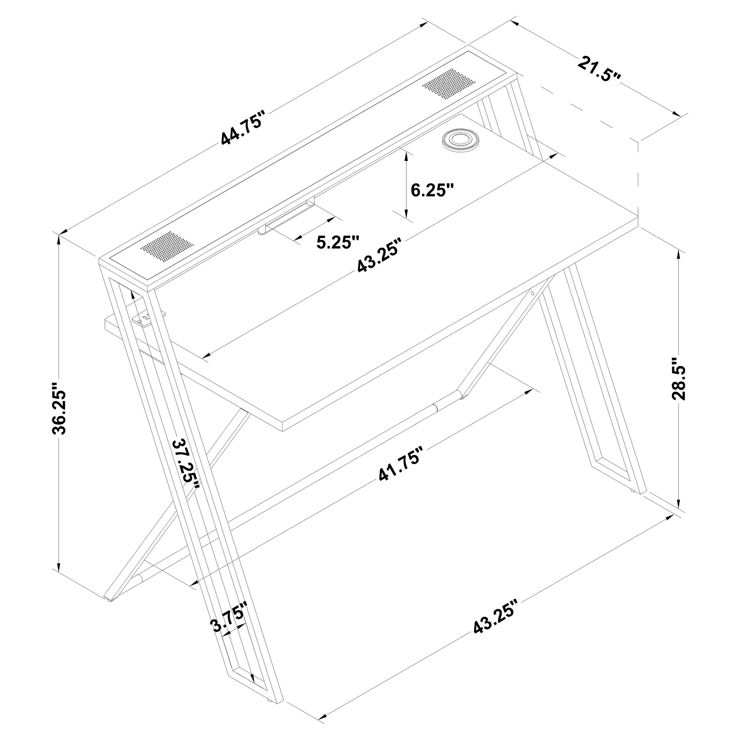 Coaster Xavier Writing Desk with USB Ports Black Default Title