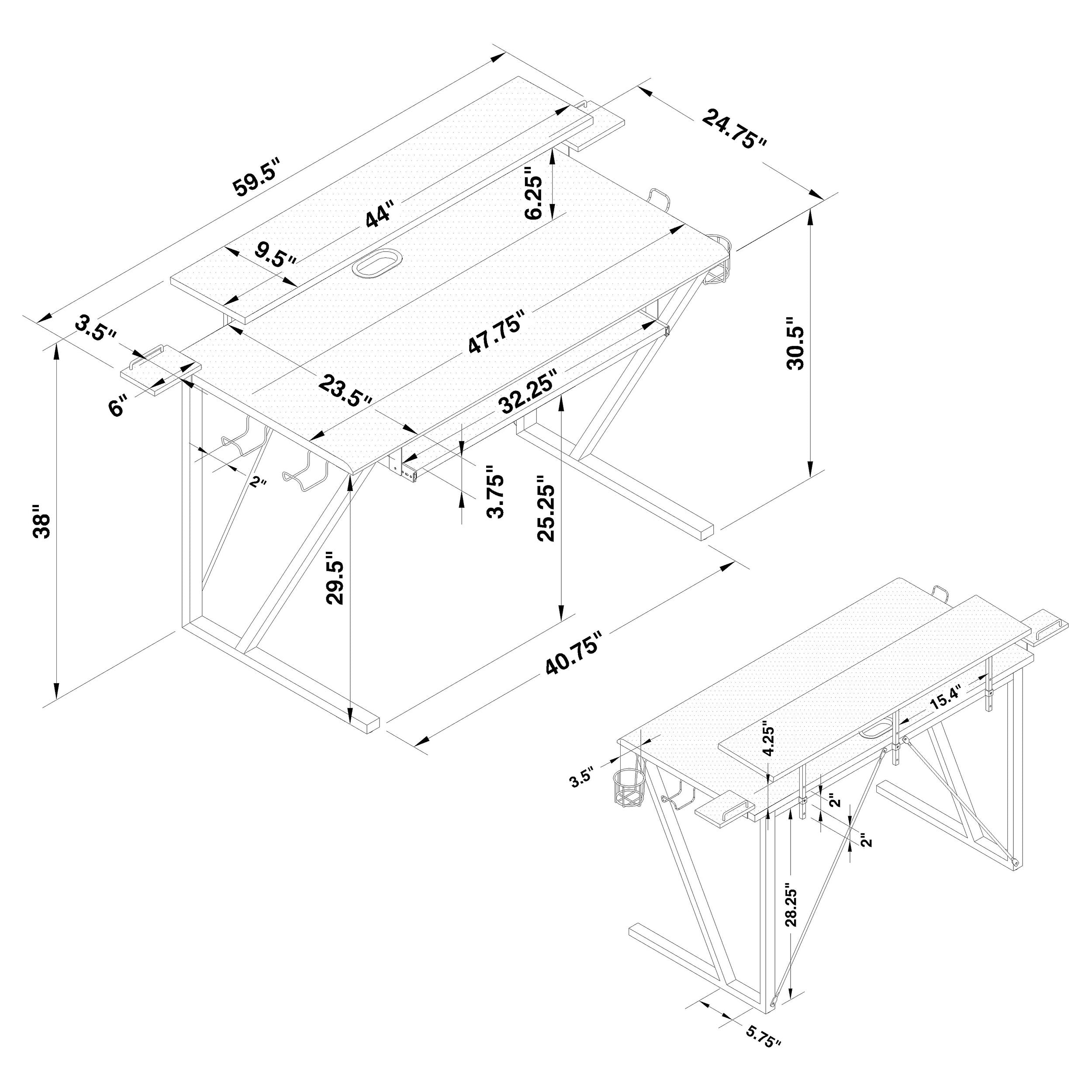 Coaster Wedalia Gaming Desk with Cup Holder Gunmetal