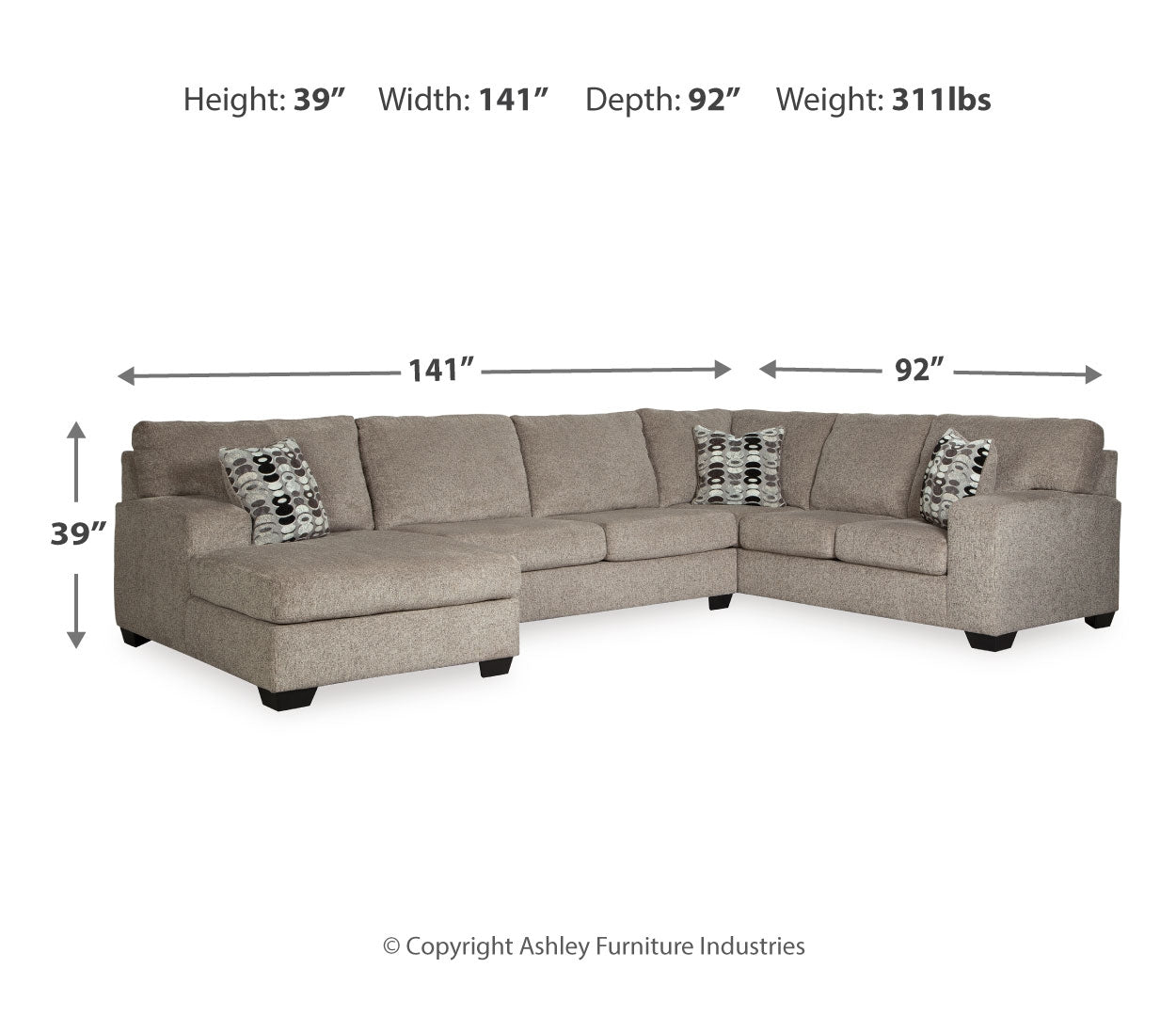 Ballinasloe 3-Piece Sectional with Ottoman