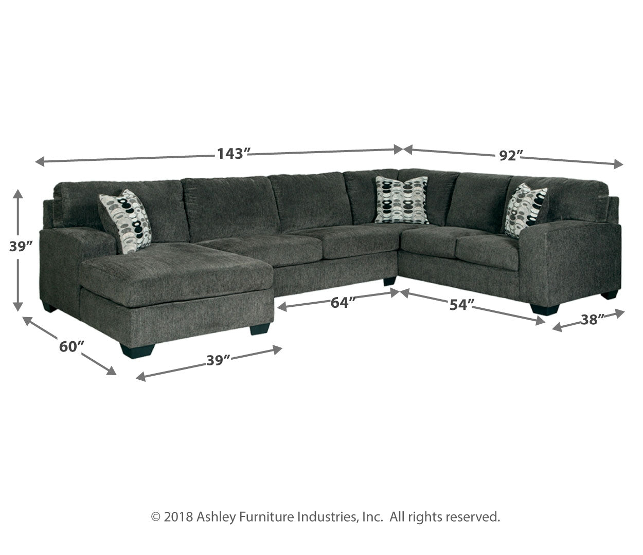 Ballinasloe 3-Piece Sectional with Ottoman