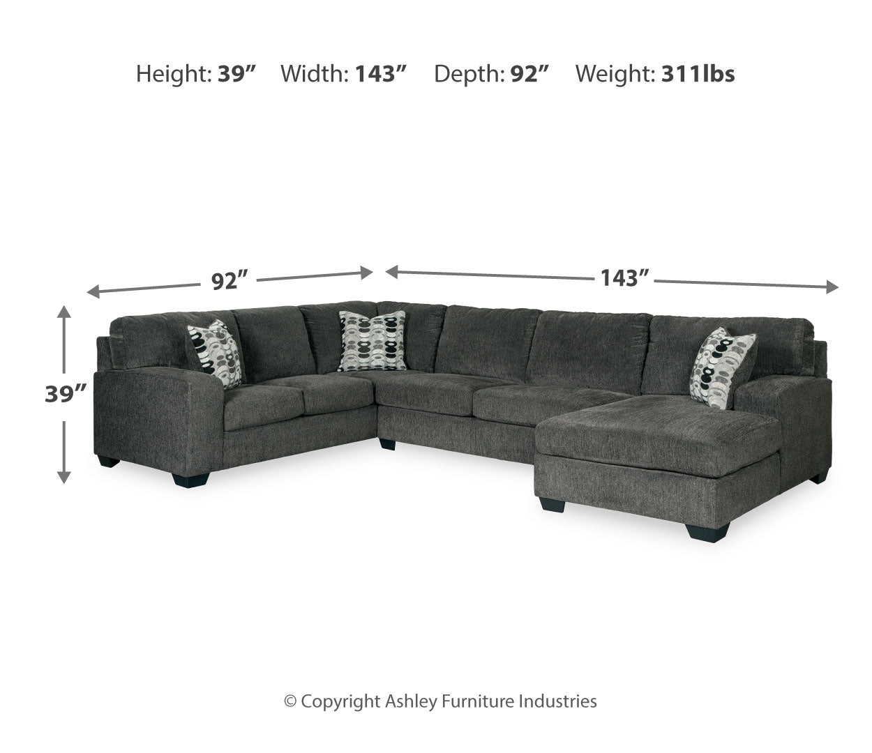 Ballinasloe 3-Piece Sectional with Ottoman