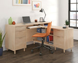 Clifford Place  L-Shaped Desk with Drawers in Natural Maple