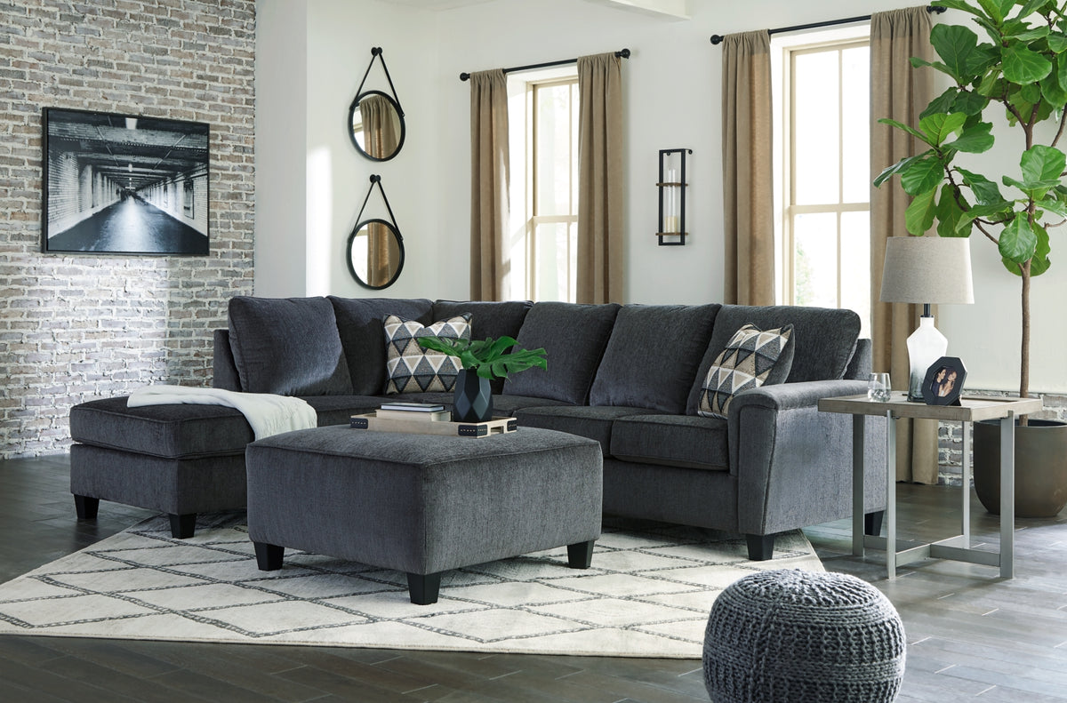 Abinger 2-Piece Navy Sectional with Ottoman