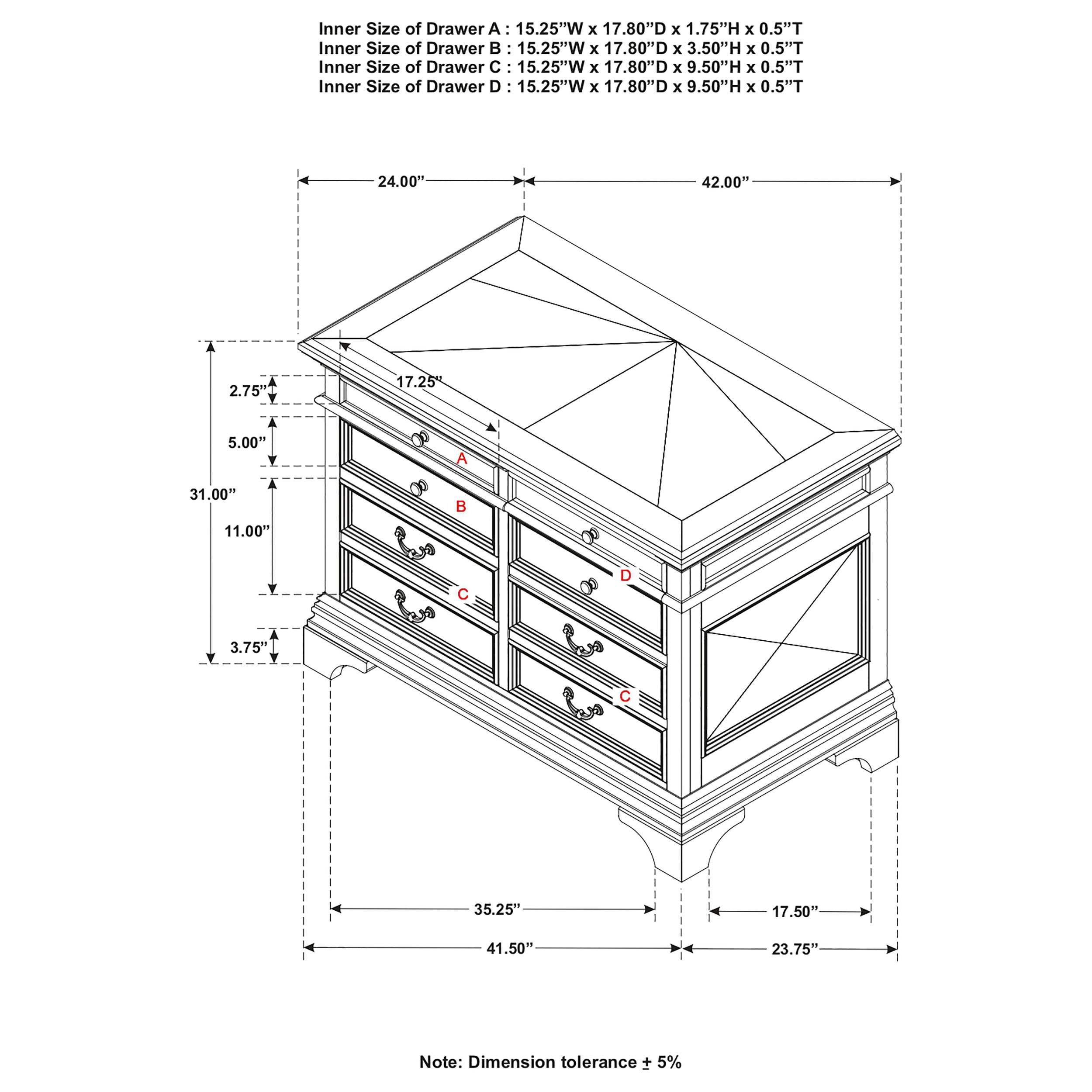 Coaster Hartshill 5-drawer File Cabinet Burnished Oak Default Title