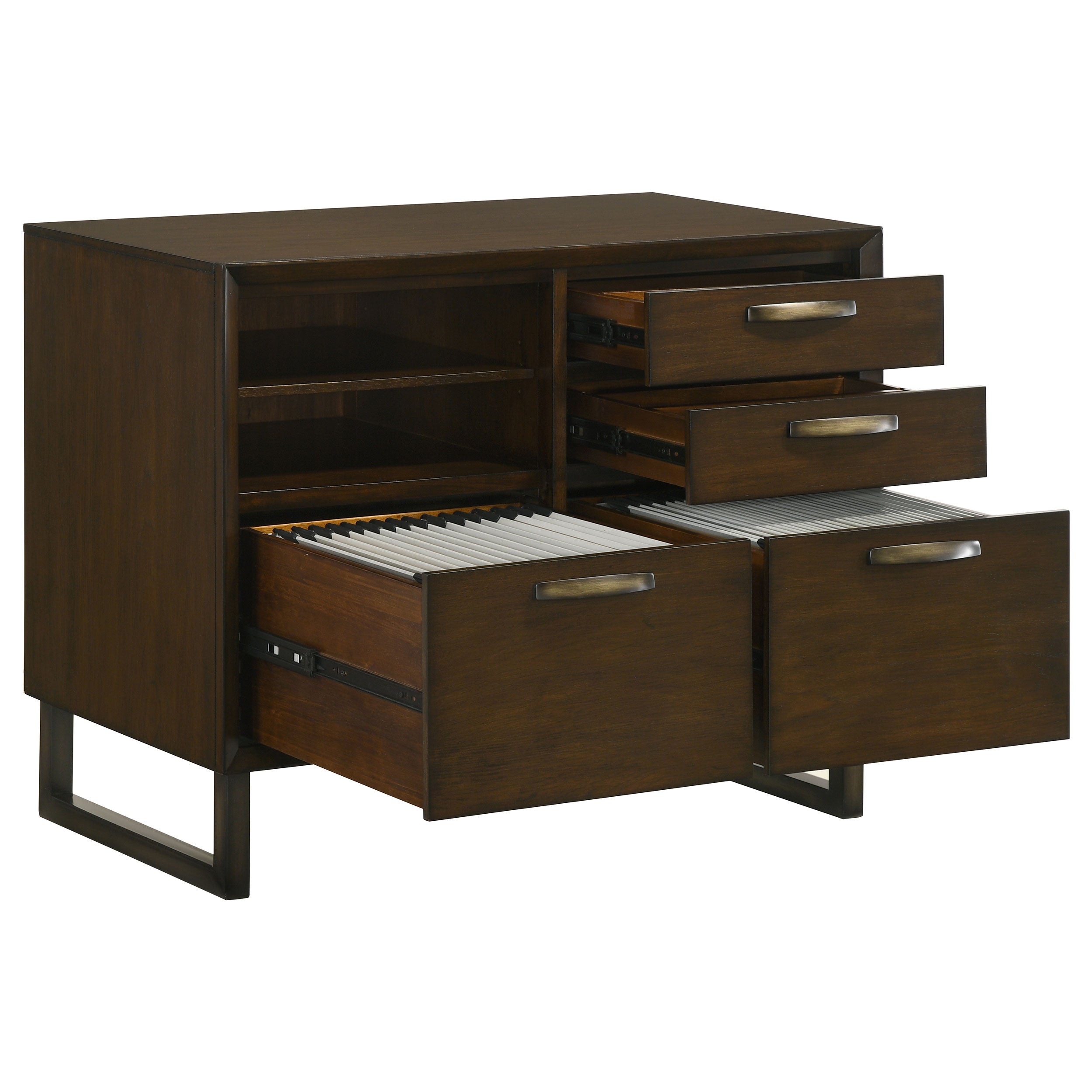 Coaster Marshall 4-drawer File Cabinet Dark Walnut and Gunmetal Default Title