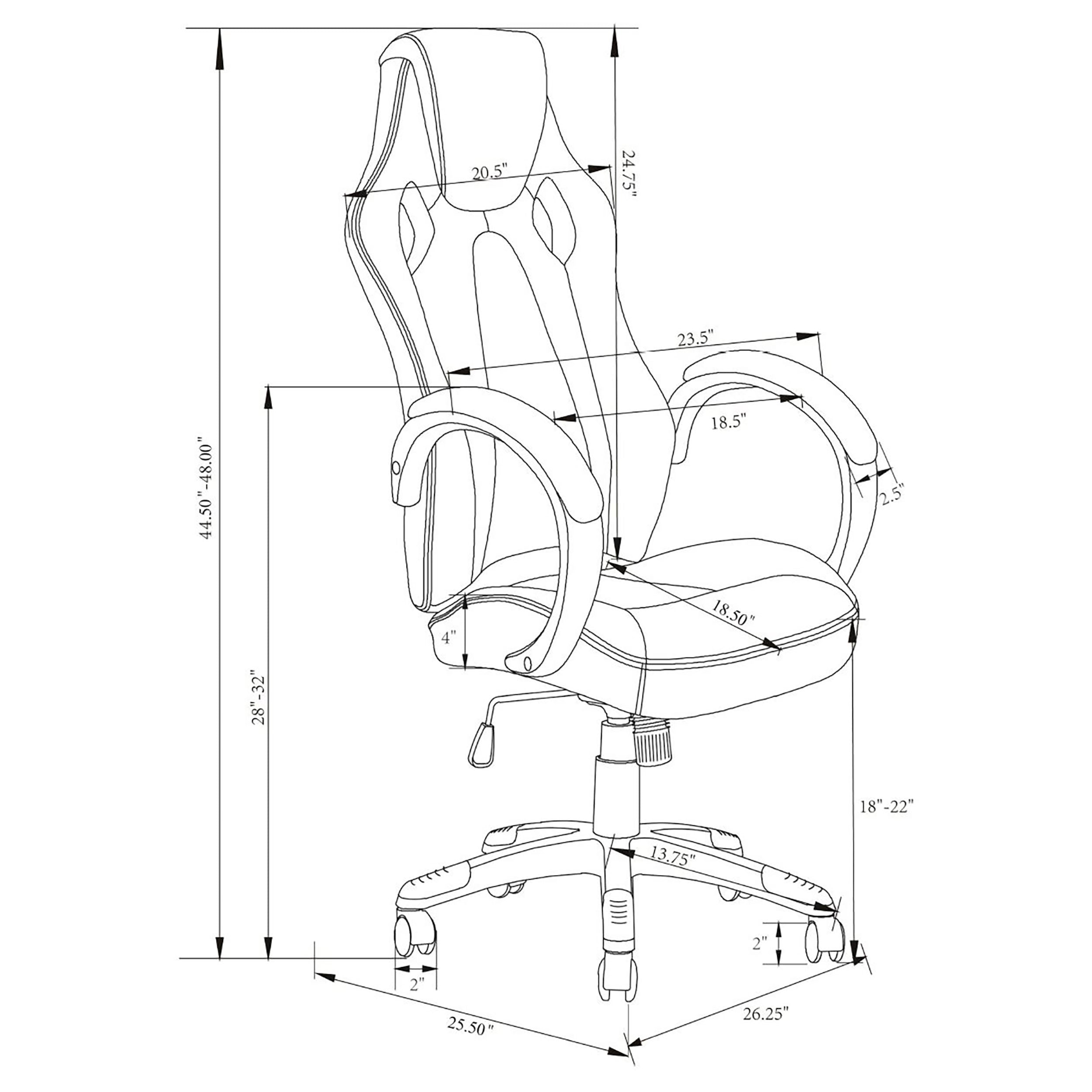 Coaster Carlos Arched Armrest Upholstered Office Chair Black Default Title