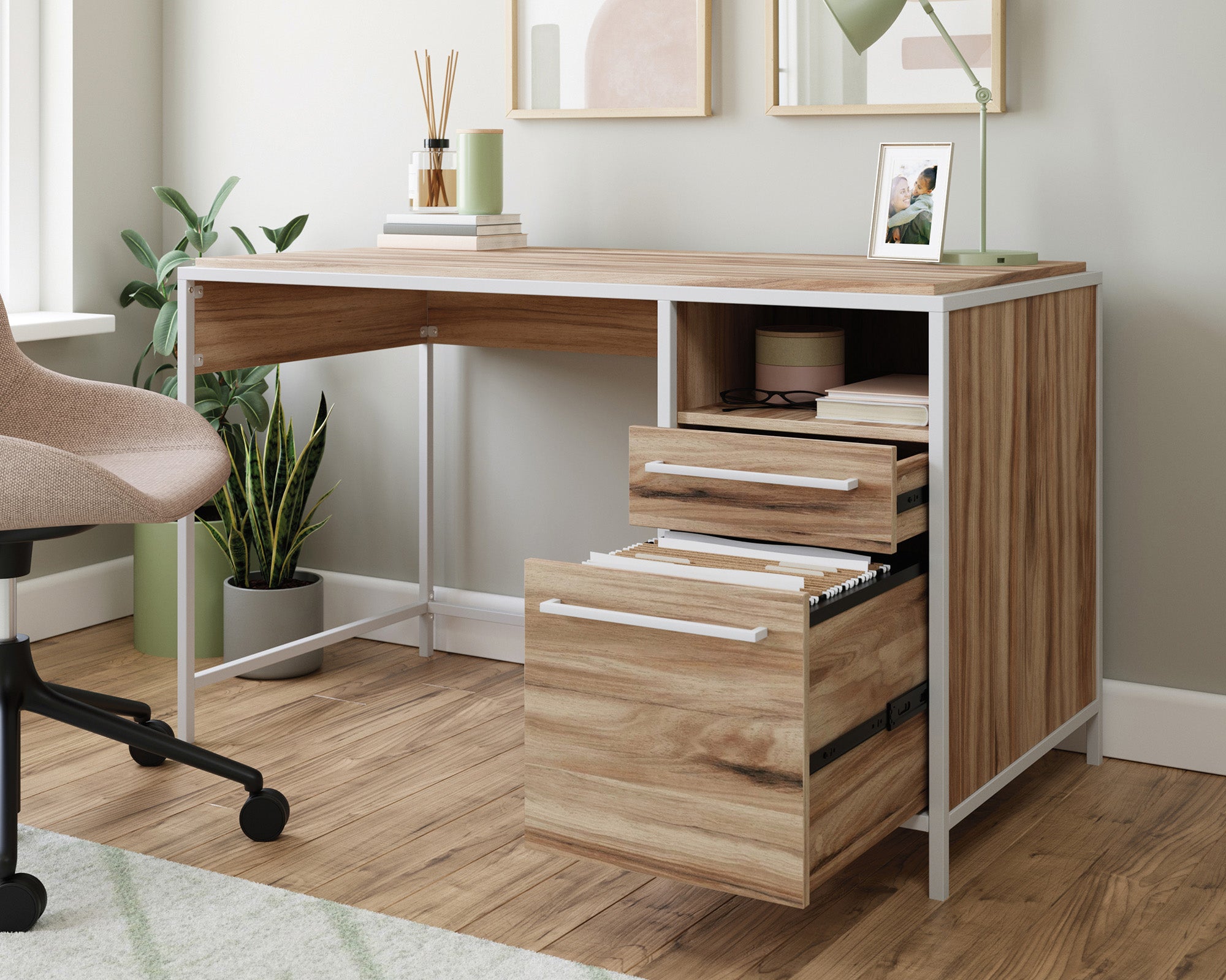 Nova Loft  Home Office Desk with Drawers in Kiln Acacia