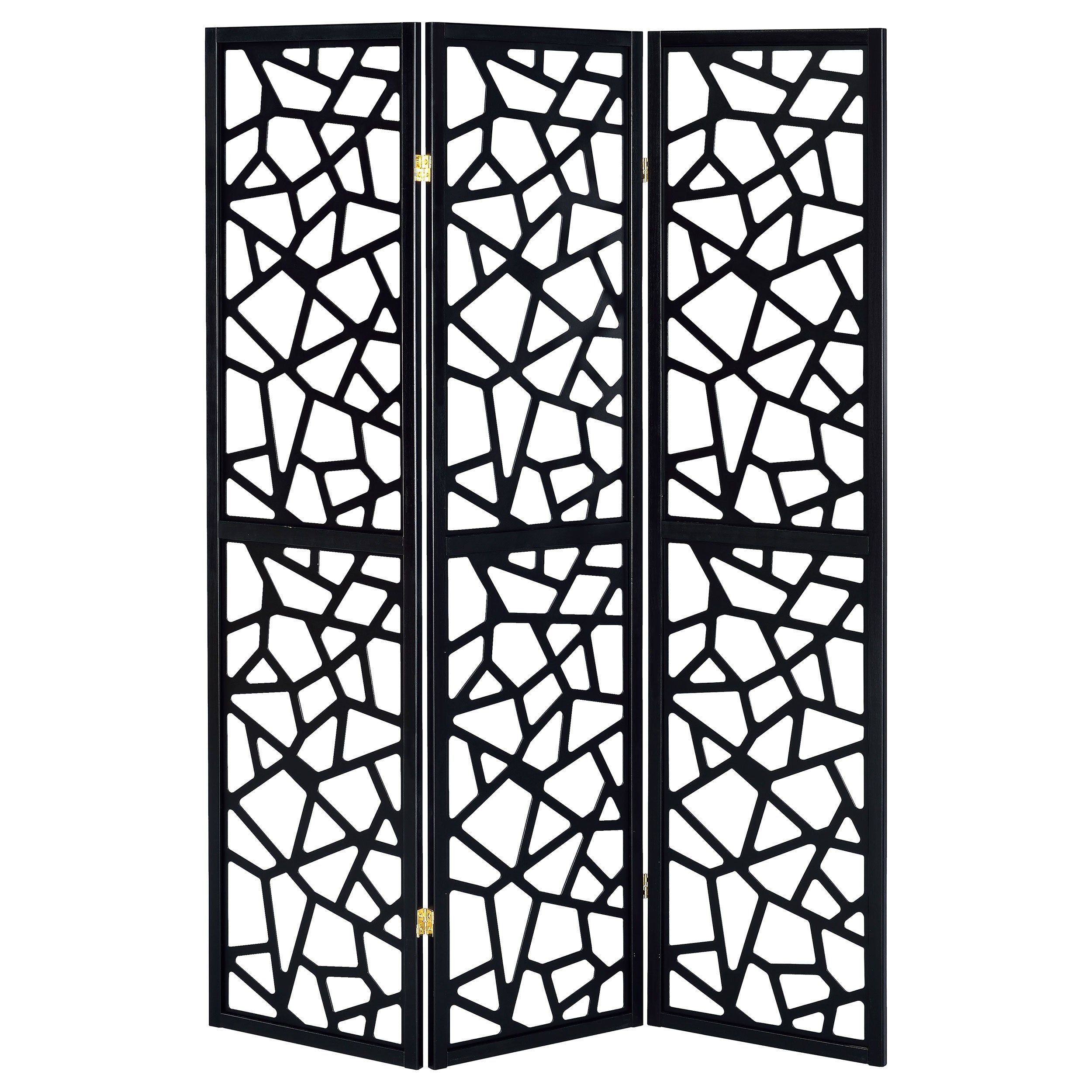 Coaster Nailan 3-panel Open Mosaic Pattern Room Divider Black Default Title