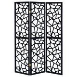 Coaster Nailan 3-panel Open Mosaic Pattern Room Divider Black Default Title