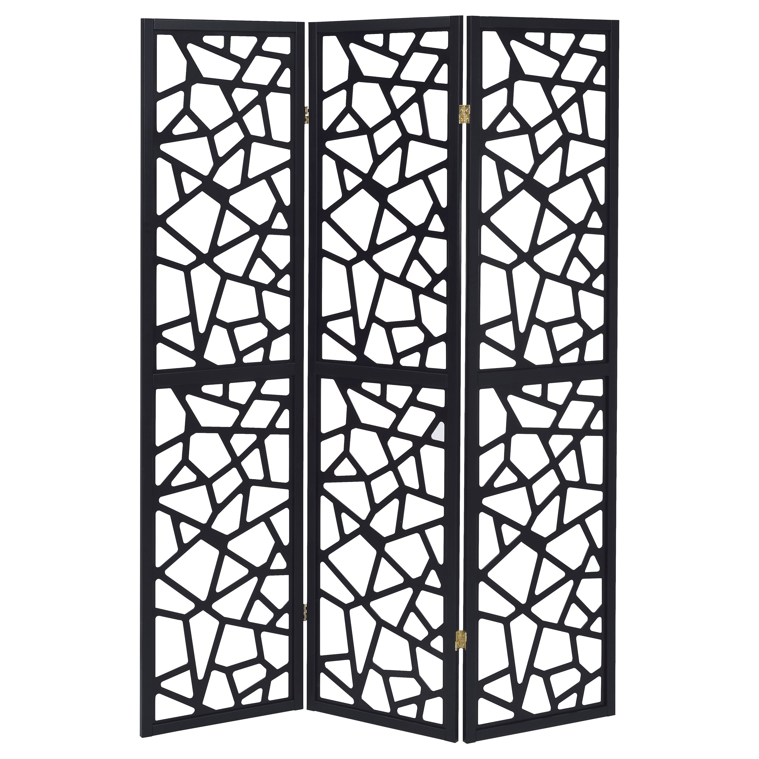 Coaster Nailan 3-panel Open Mosaic Pattern Room Divider Black Default Title