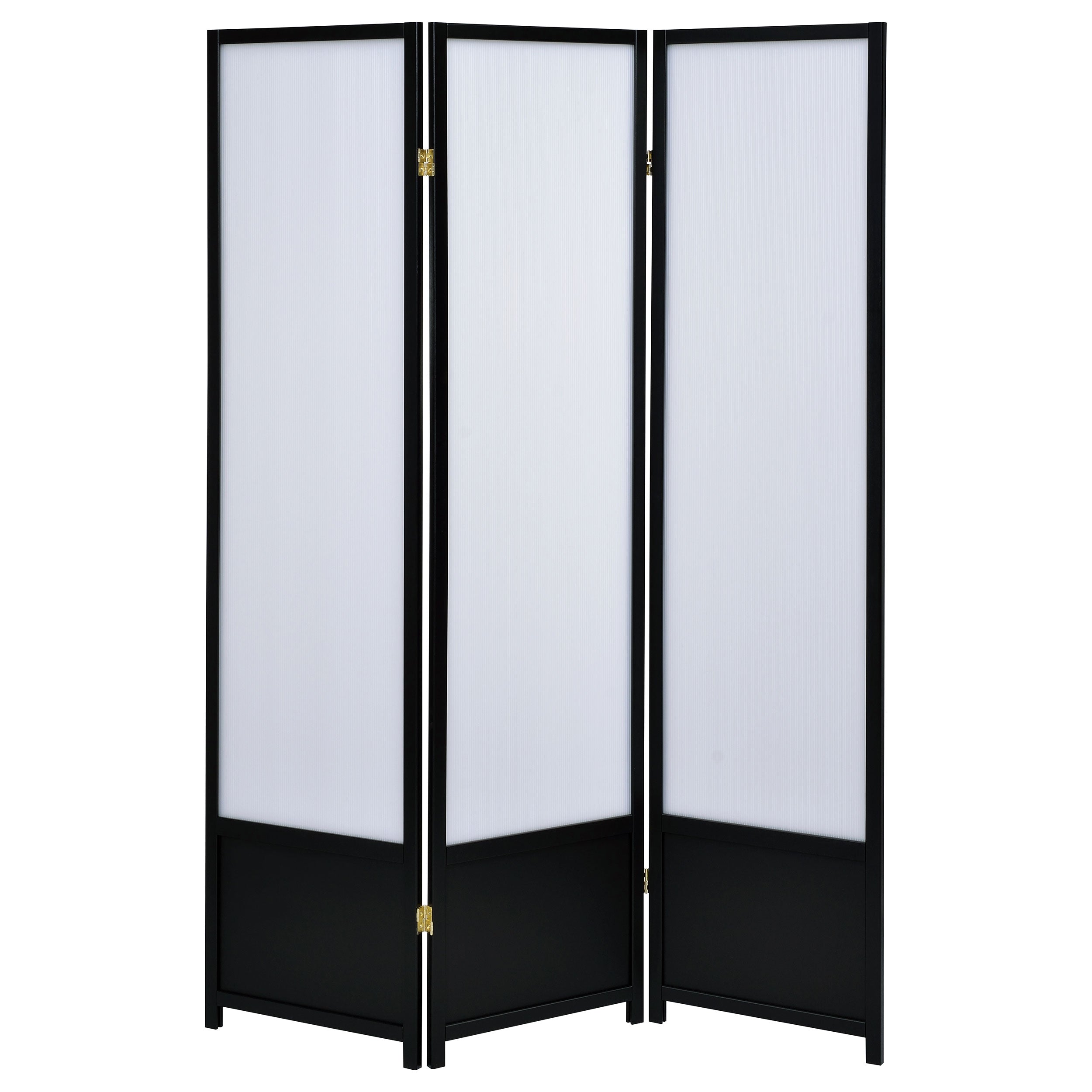 Coaster Calix 3-panel Folding Floor Screen Translucent and Black Default Title