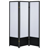 Coaster Calix 3-panel Folding Floor Screen Translucent and Black Default Title