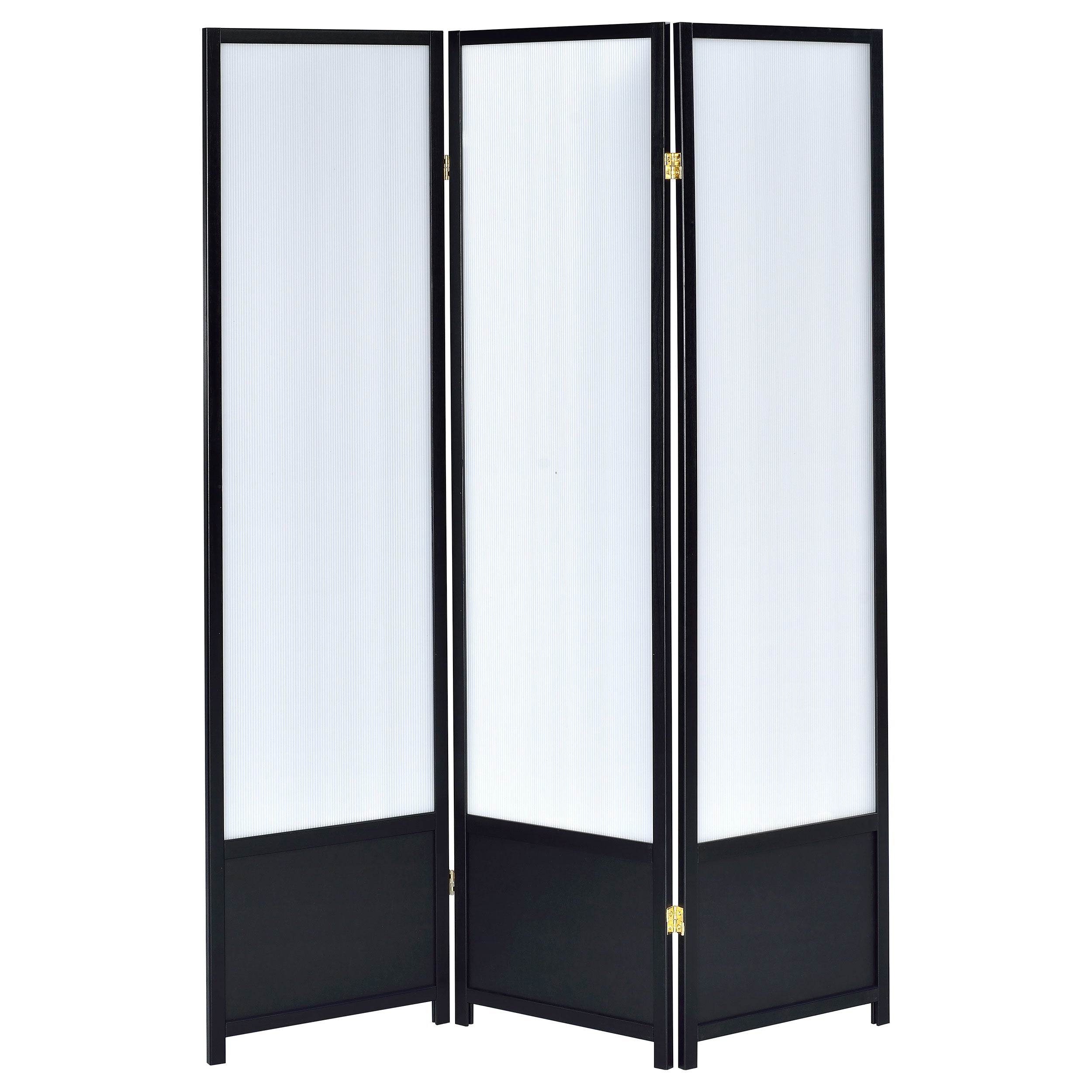 Coaster Calix 3-panel Folding Floor Screen Translucent and Black Default Title