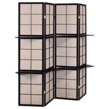 Coaster Iggy 4-panel Folding Screen with Removable Shelves Tan and Cappuccino Default Title