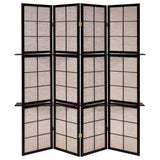 Coaster Iggy 4-panel Folding Screen with Removable Shelves Tan and Cappuccino Default Title