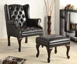 Coaster Roberts Button Tufted Back Accent Chair with Ottoman Black and Espresso Default Title