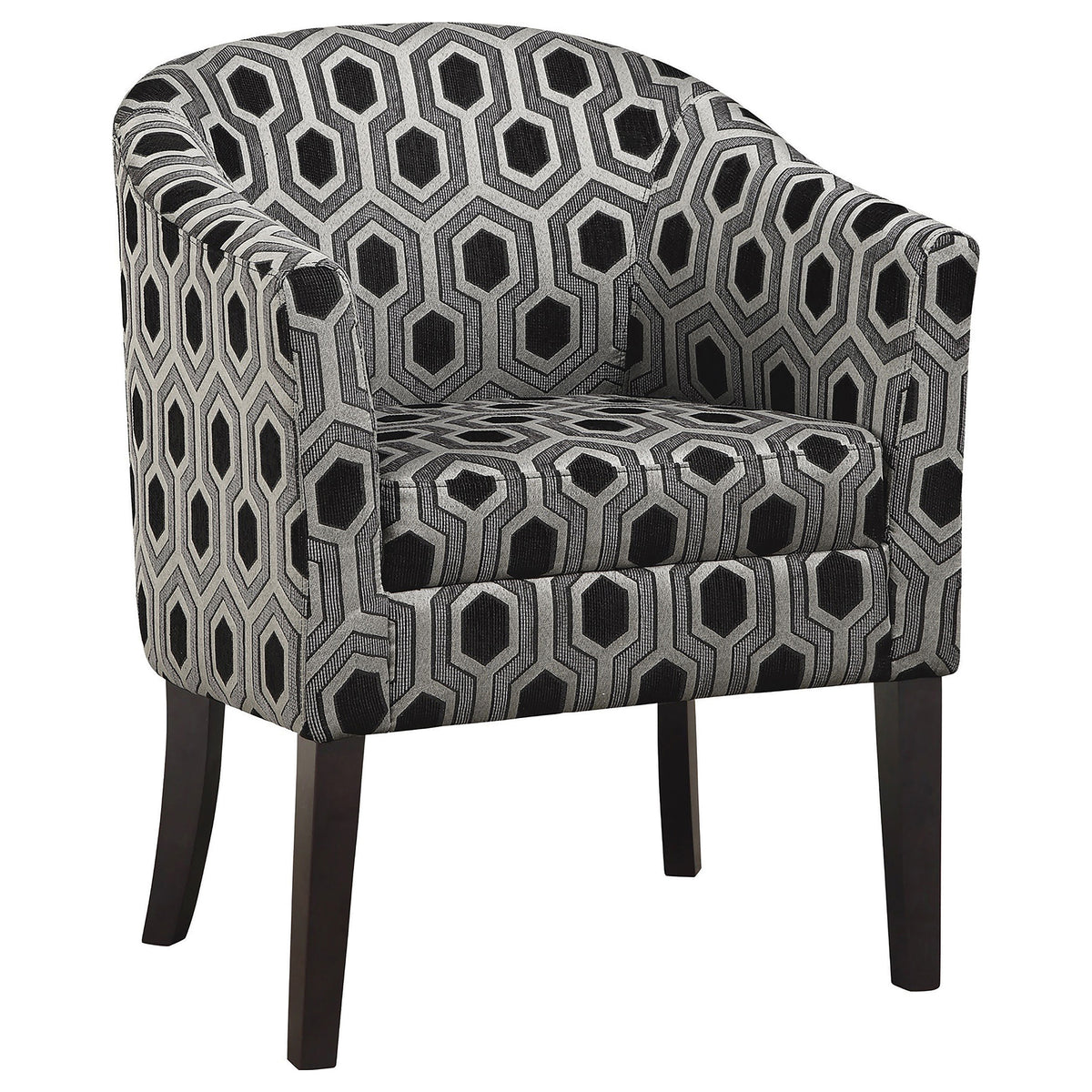 Coaster Jansen Hexagon Patterned Accent Chair Grey and Black Default Title