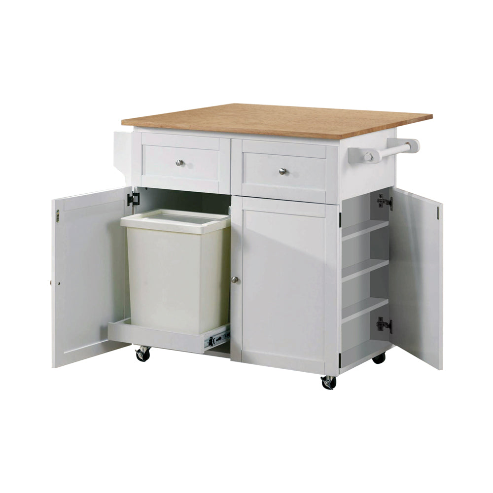 Coaster Jalen 3-door Kitchen Cart with Casters Natural Brown and White Default Title