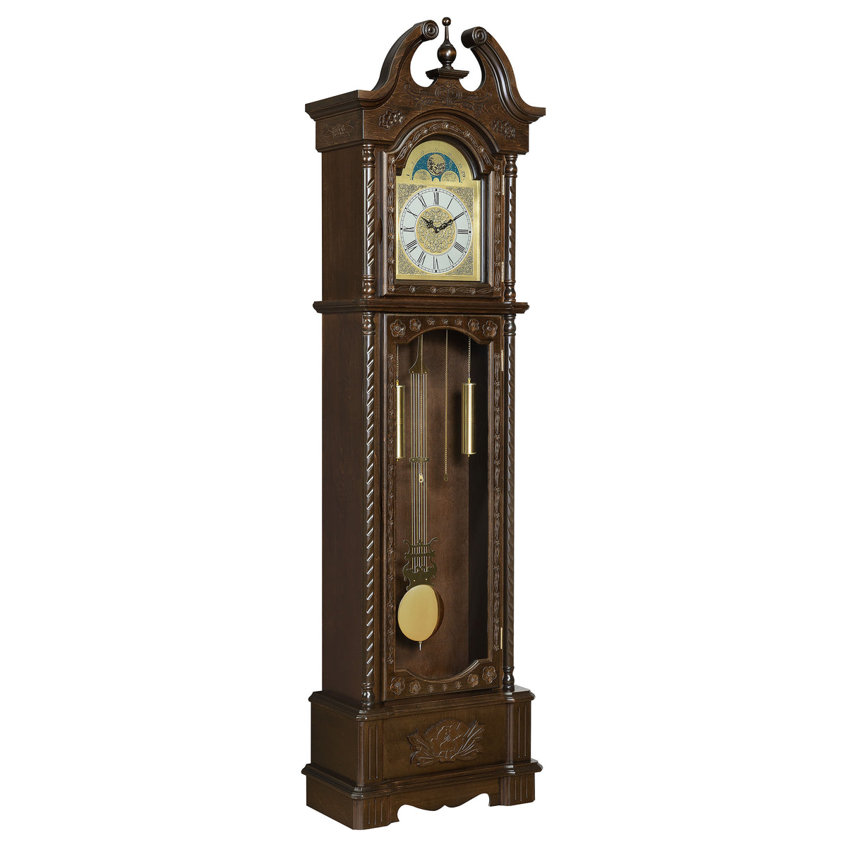 Coaster Cedric Grandfather Clock with Chime Golden Brown Default Title