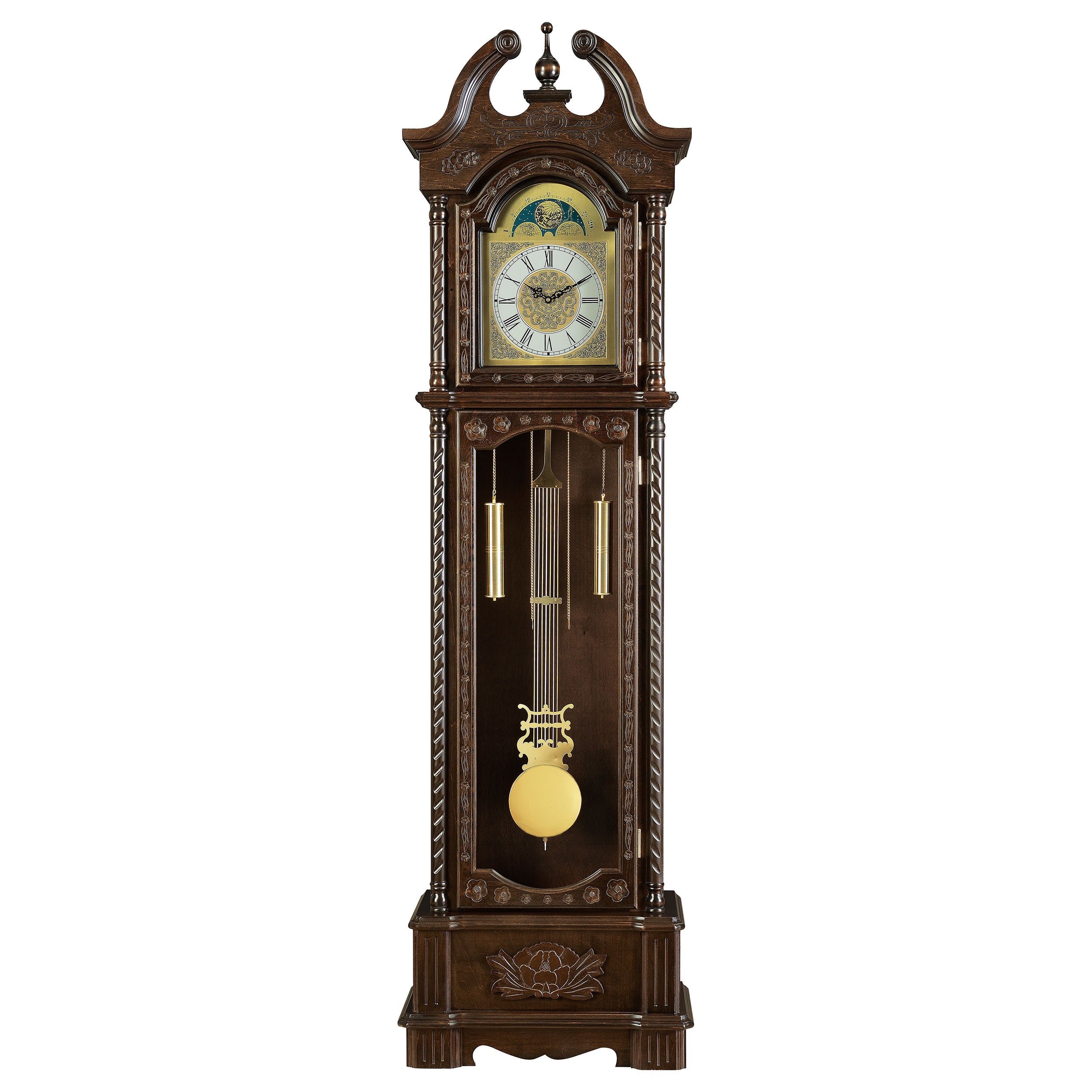 Coaster Cedric Grandfather Clock with Chime Golden Brown Default Title