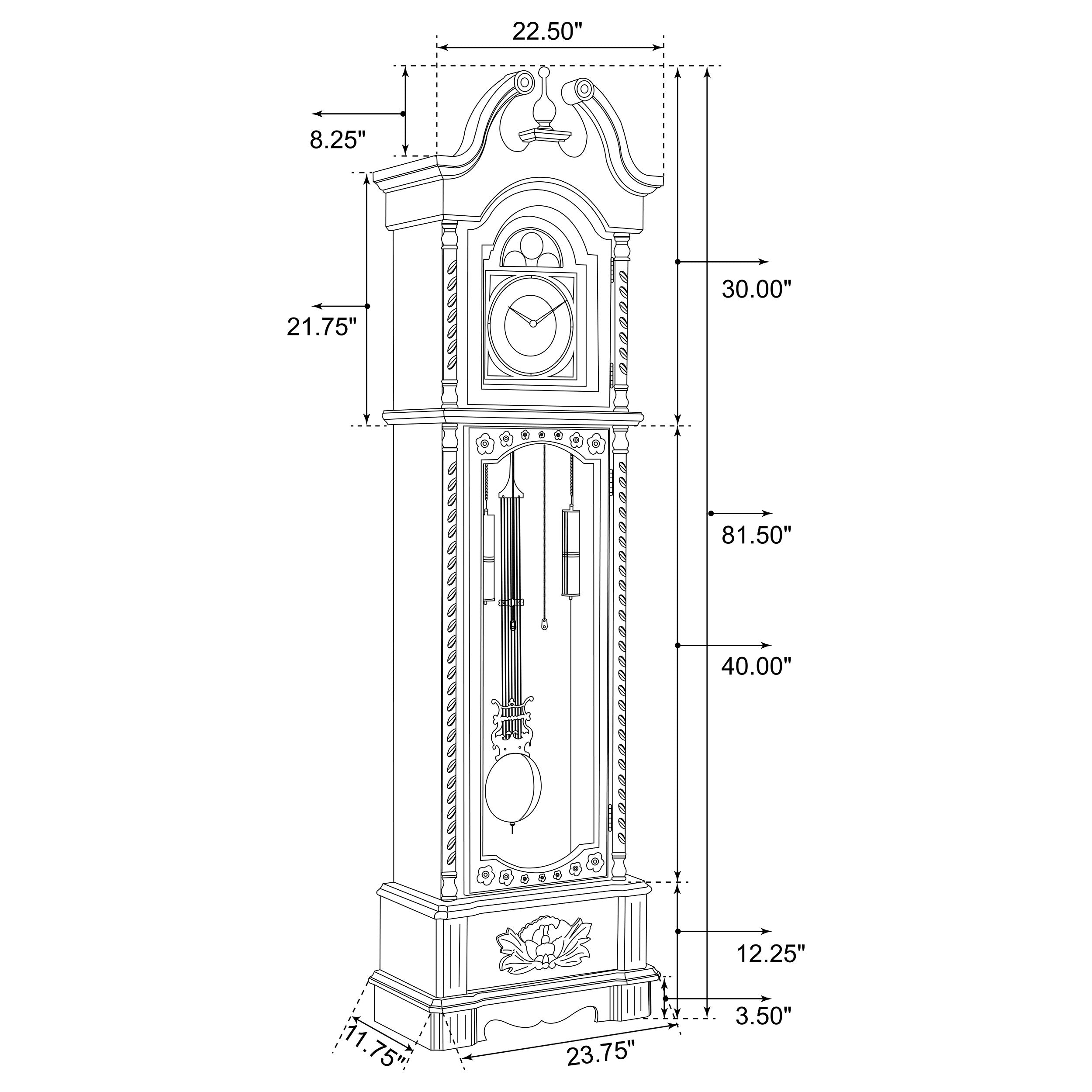 Coaster Cedric Grandfather Clock with Chime Golden Brown Default Title