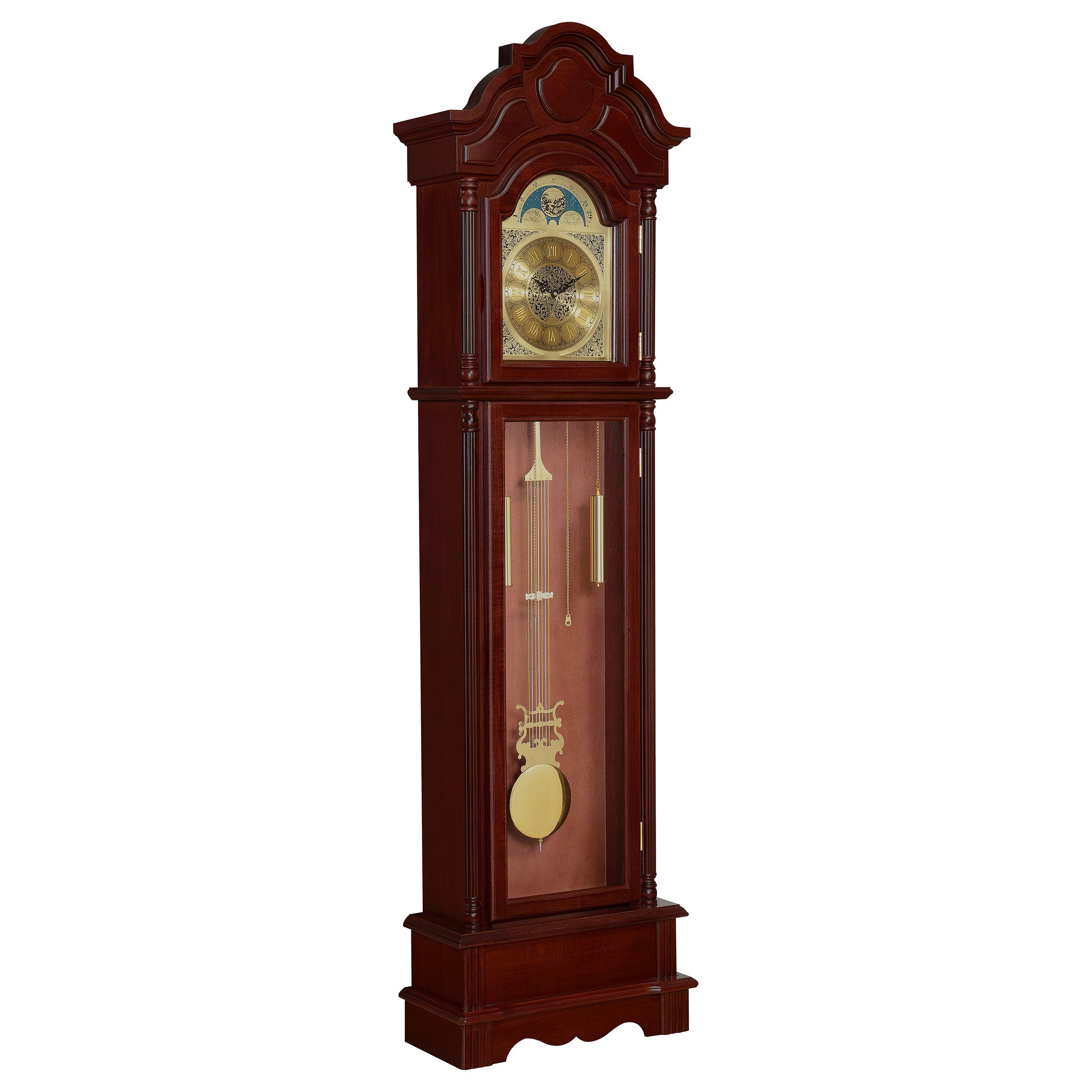 Coaster Diggory Grandfather Clock Brown Red and Clear Default Title